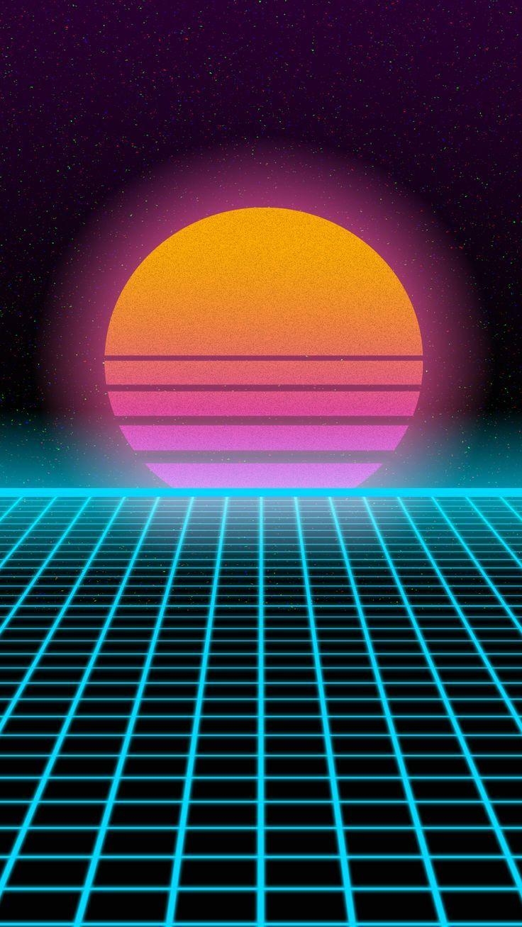 740x1310 Rainbow Synthwave, Phone