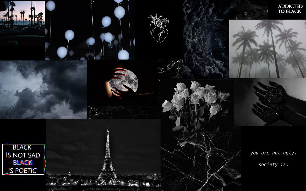 1280x800 Black Aesthetic Collage Wallpaper, Desktop