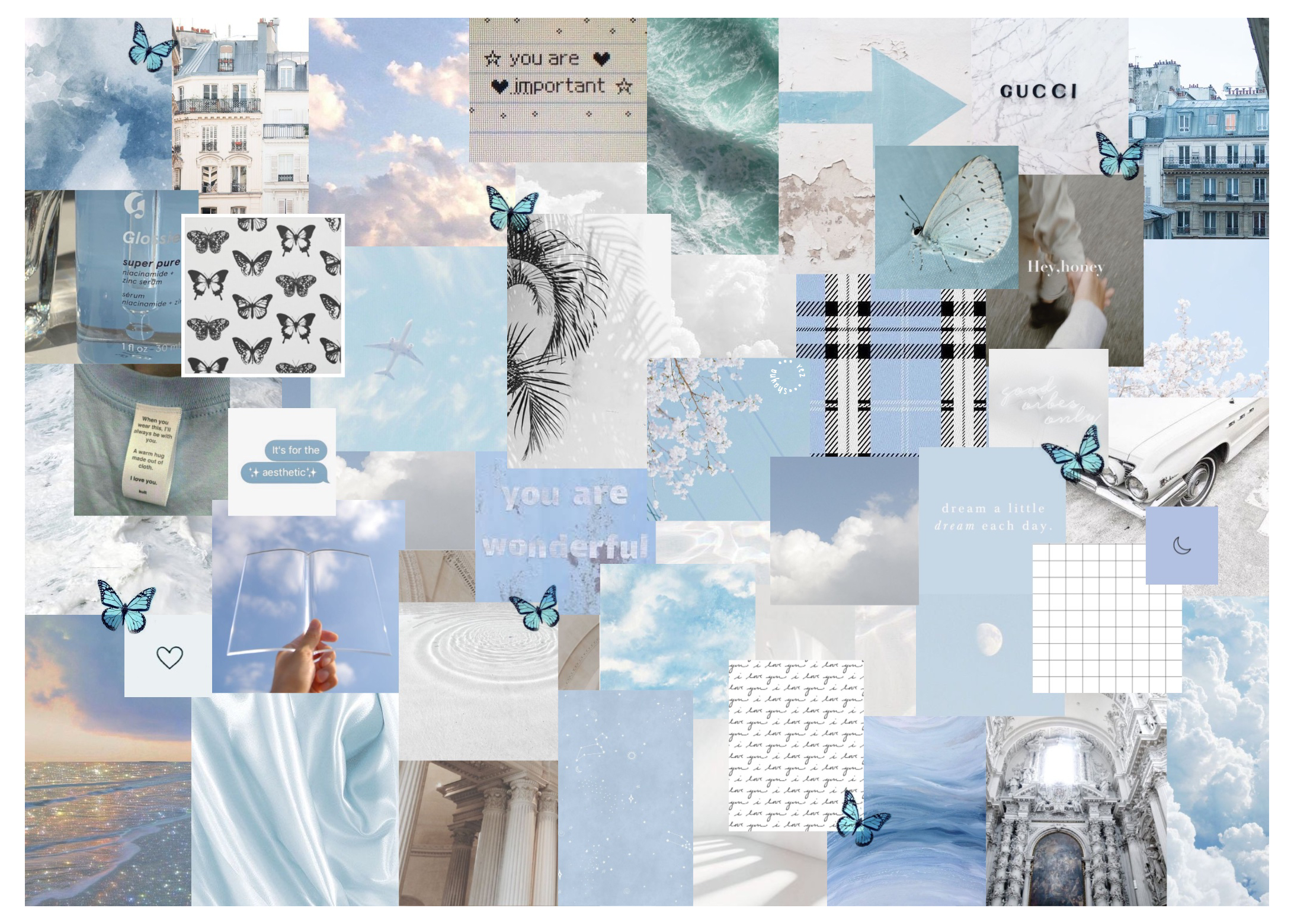 2190x1560 blue + white aesthetic laptop wallpaper #baby #blue #aesthetic #collage #babyblueaesth. Cute desktop wallpaper, Aesthetic desktop wallpaper, Cute laptop wallpaper, Desktop