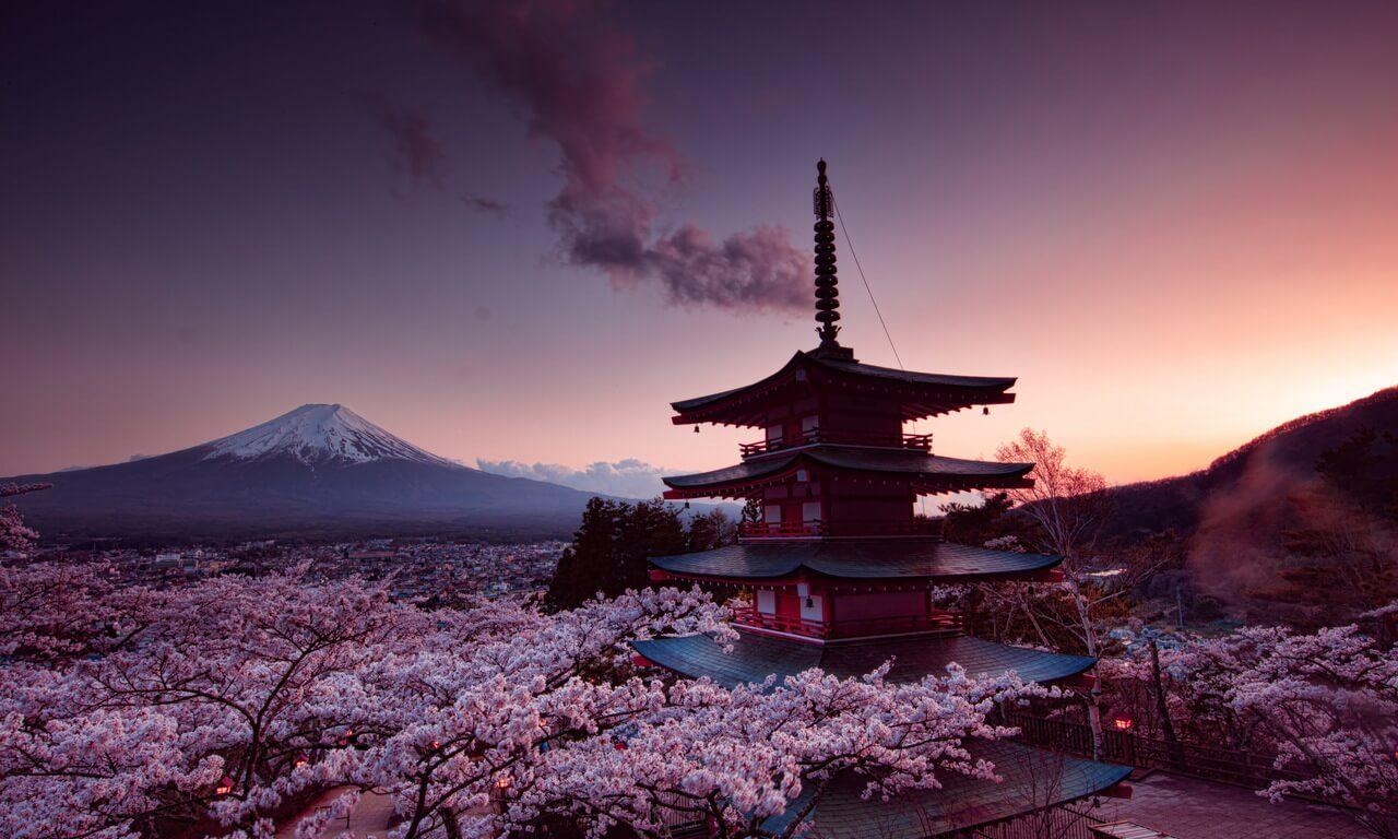 1280x770 Churei Tower Mount Fuji In Japan HD wallpaper, Desktop