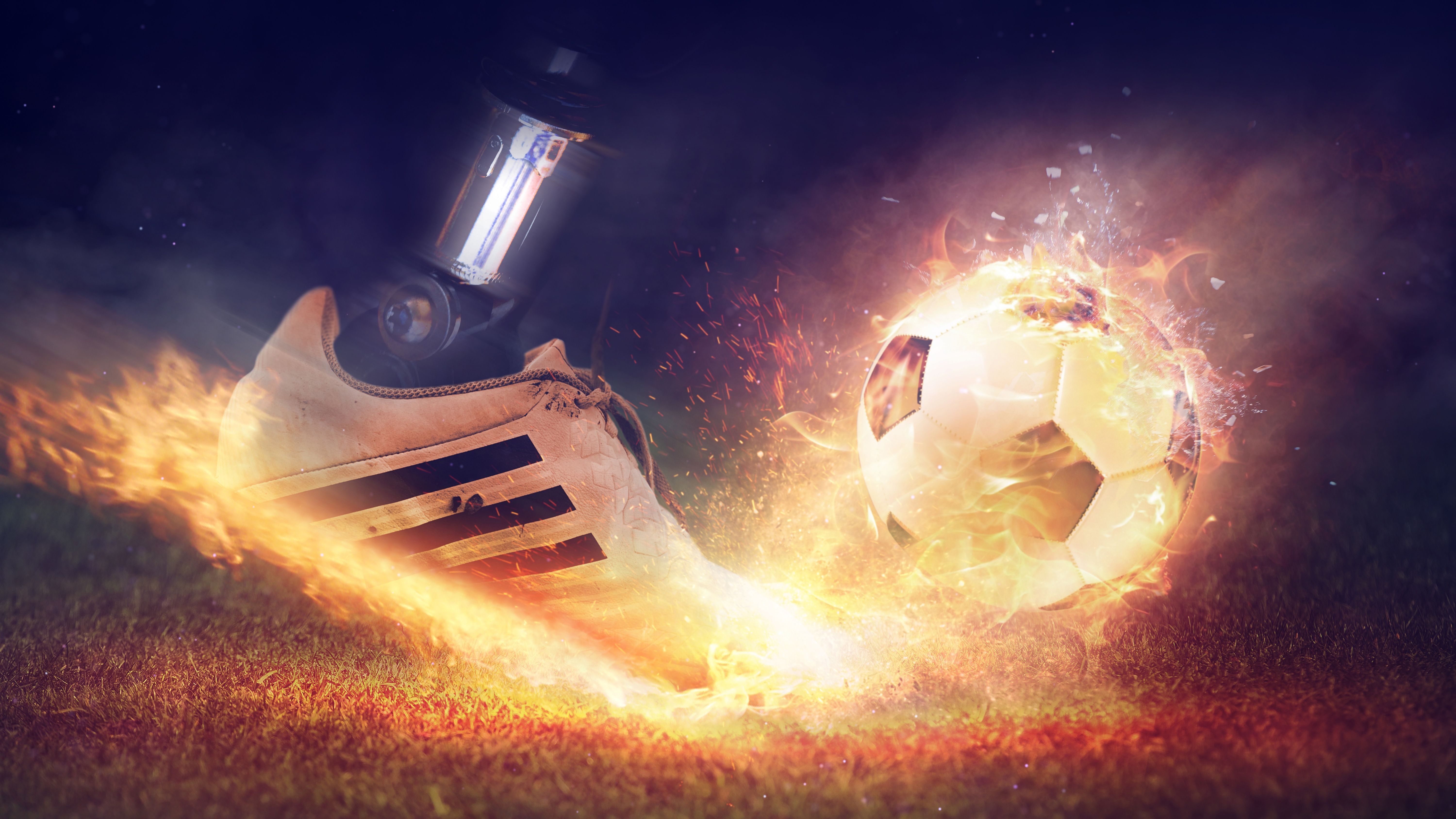 6000x3380 Football Fire Shoe 4K Wallpaper, Desktop