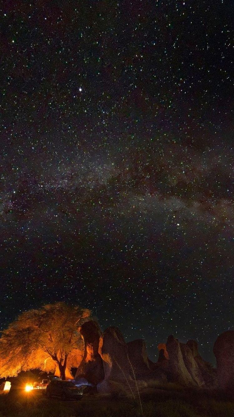 750x1340 artistic Camping Out Under Starlight iPhone 7 wallpaper, Phone