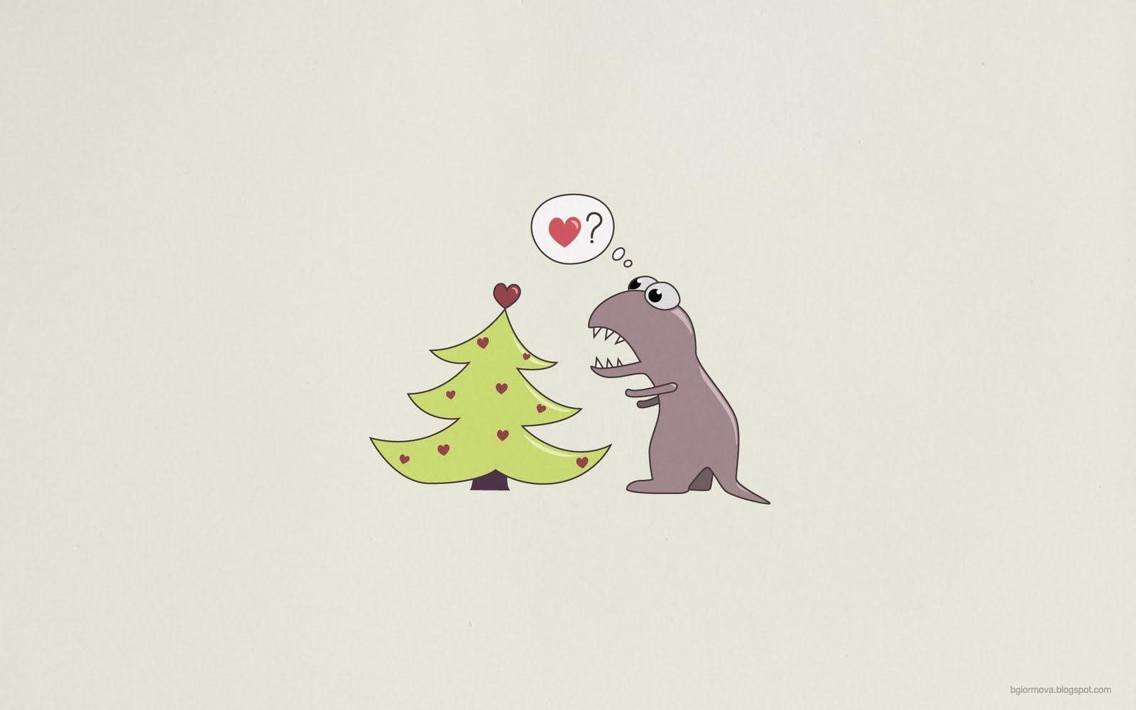 1600x1000 Dinosaur and Christmas tree, Desktop