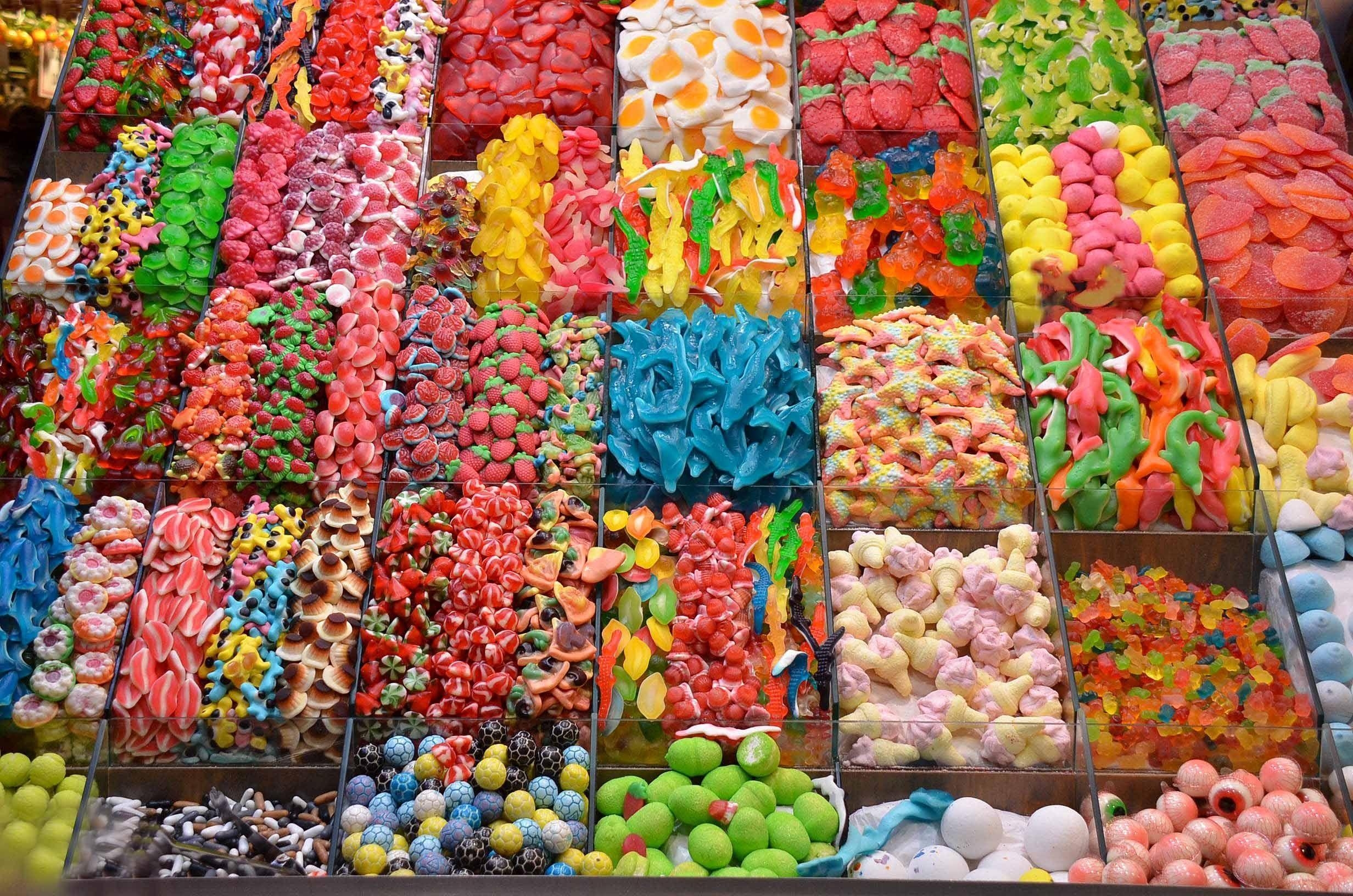 2470x1640 Confectionery display with a rainbow of colored lollies Full HD, Desktop