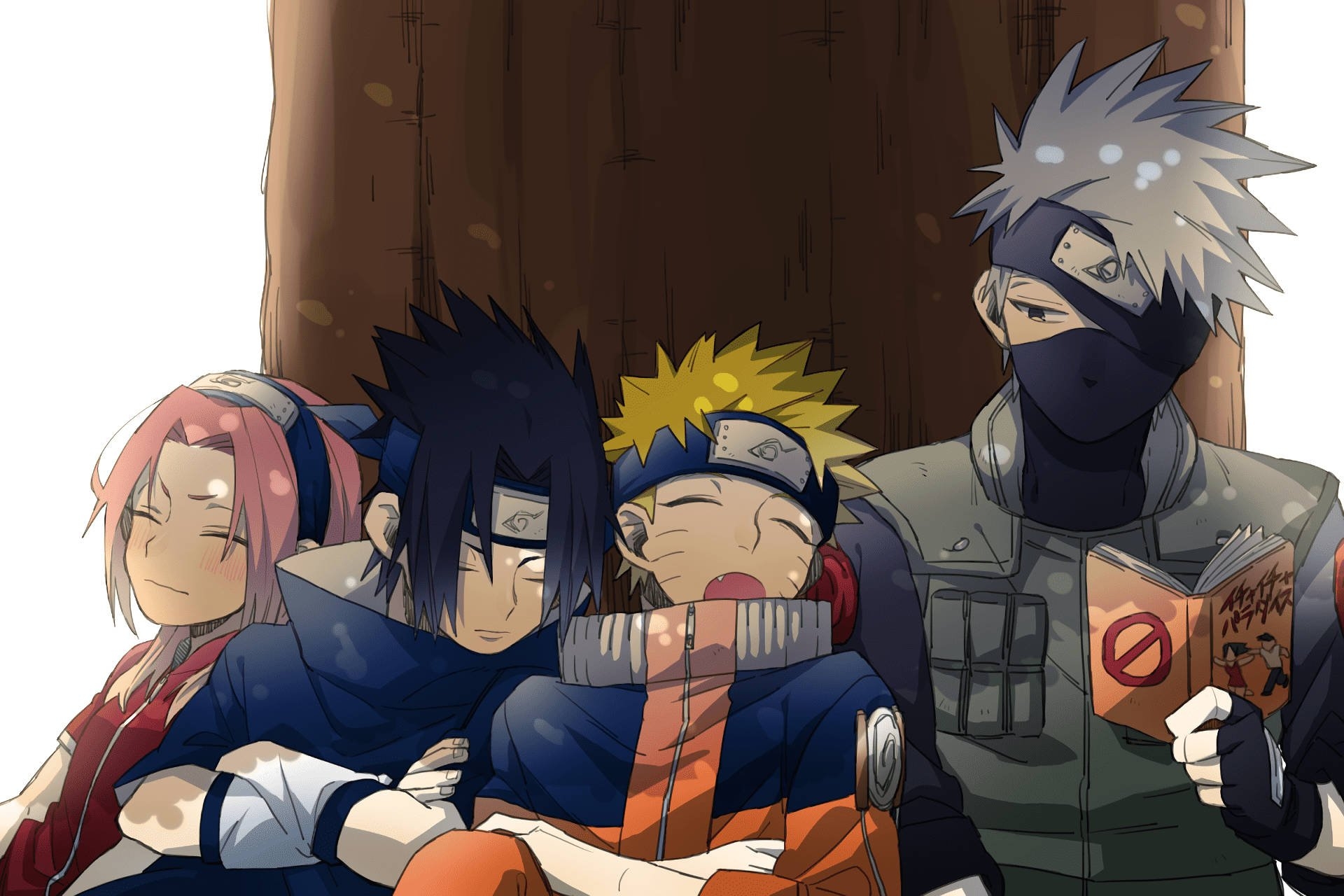 1920x1280 Download Sleeping Team 7 On Kakashi's Arm Wallpaper, Desktop