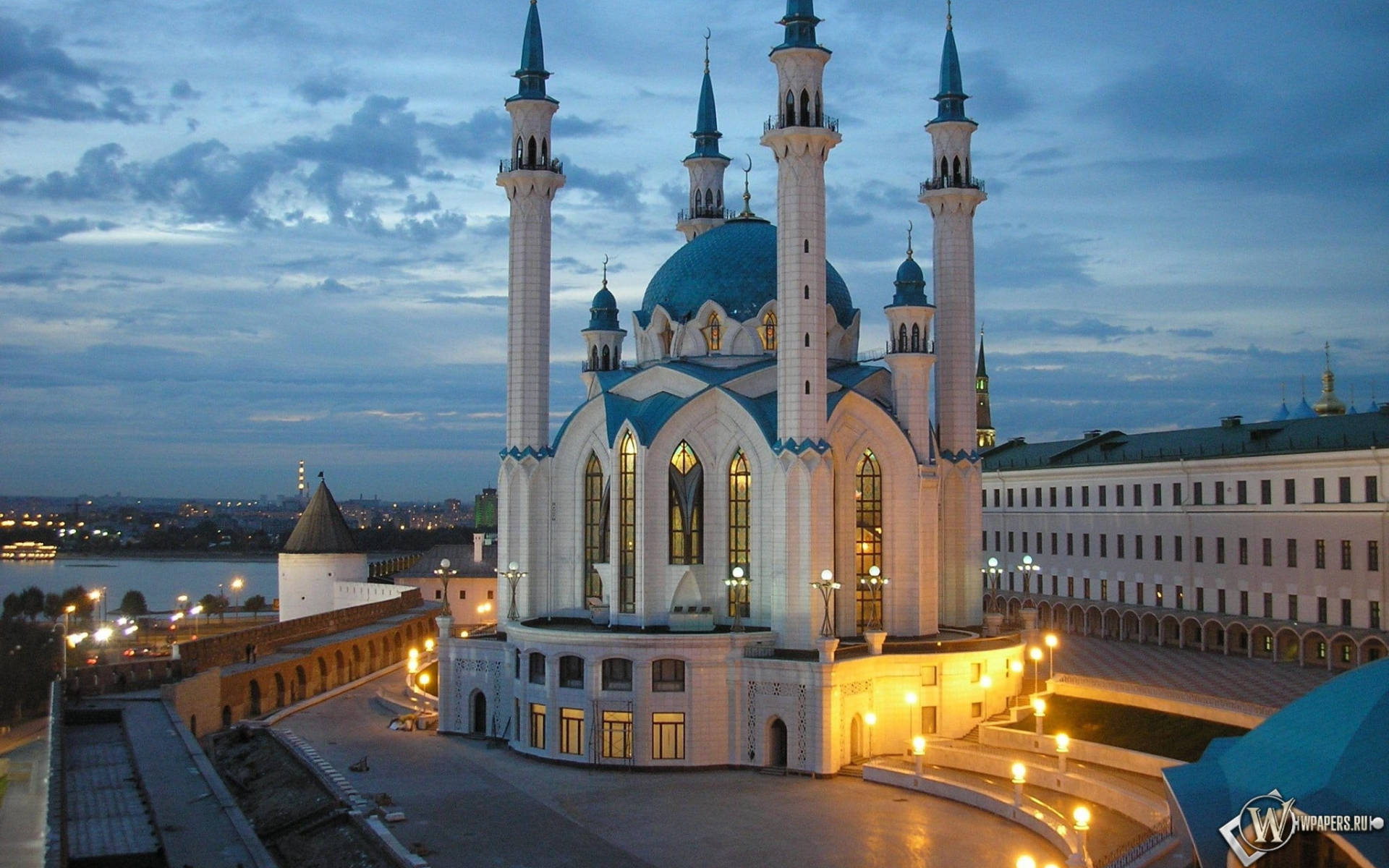 1920x1200 Download Mosque In Kazan At Night Wallpaper, Desktop