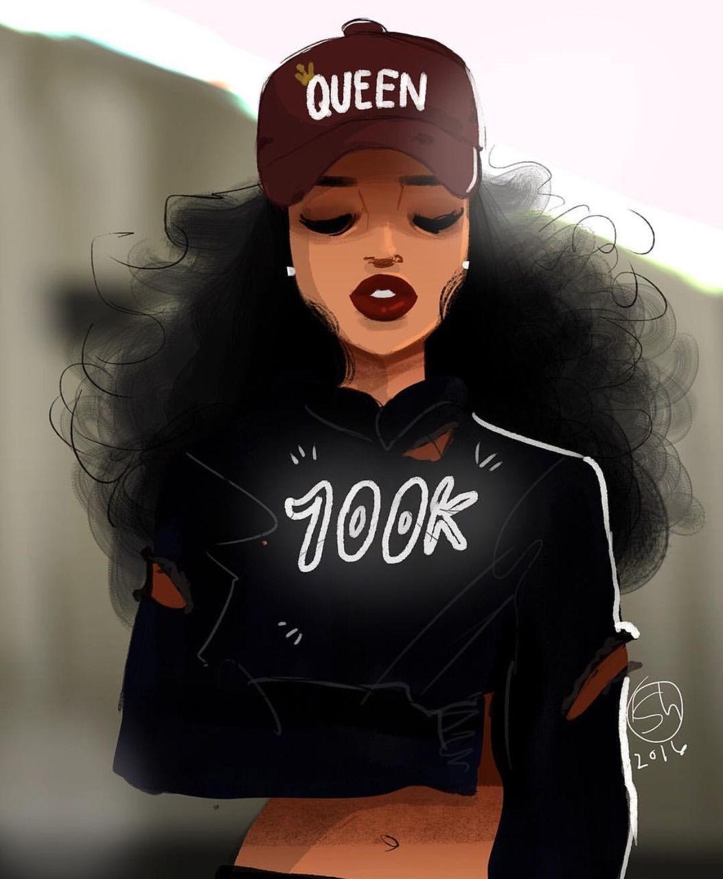 1060x1280 New For Swag Black Girl Drawing Wallpaper, Phone