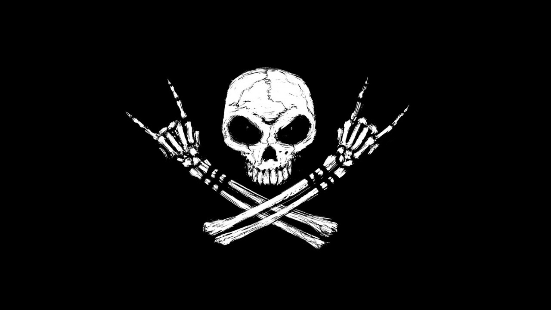 1920x1080 #fingers, #black background, #bones, #skull, #rock and roll, #skull and bones, wallpaper HD Wallpaper, Desktop