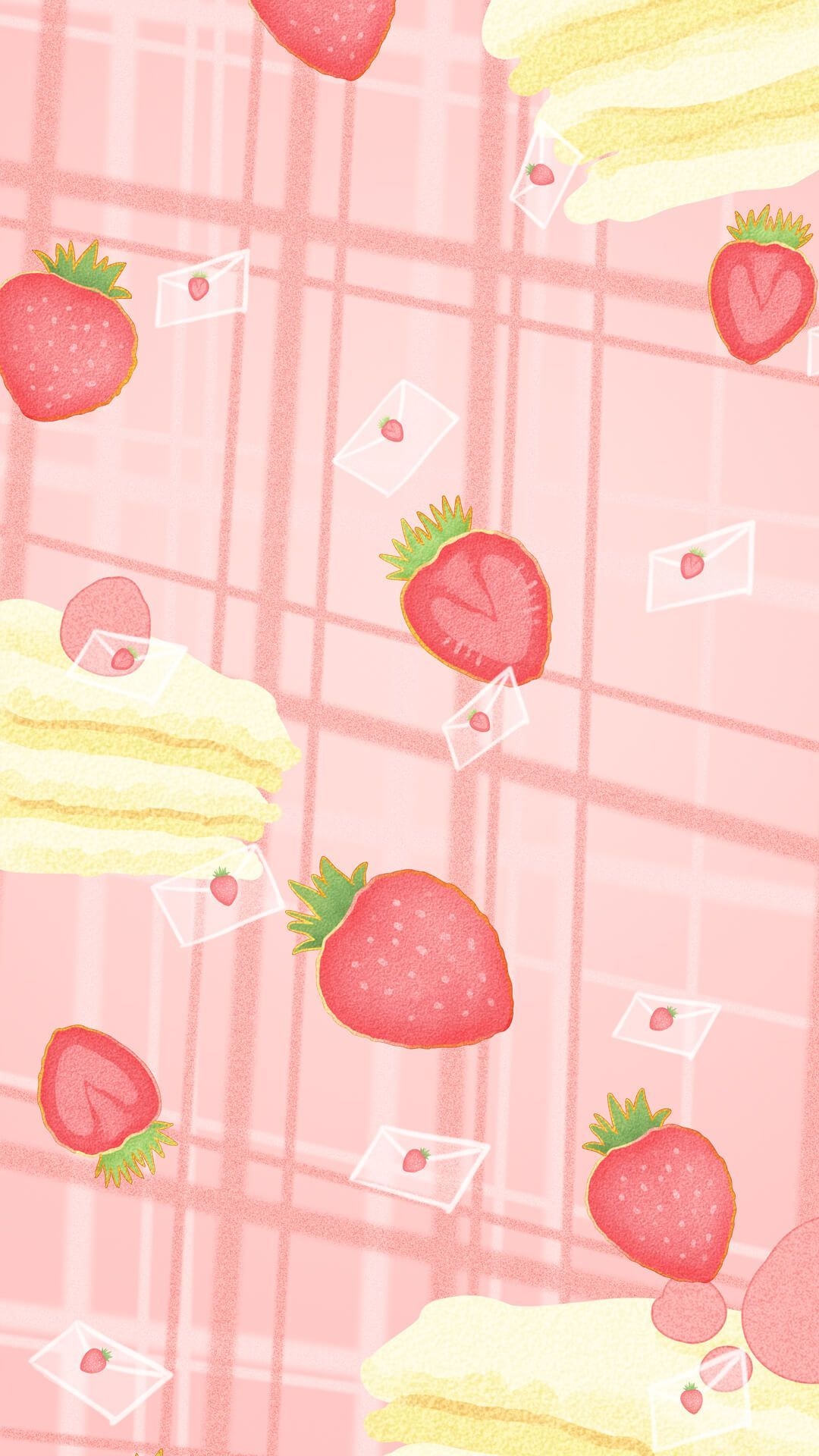 1080x1920 strawberry wallpaper. Cute pastel wallpaper, Wallpaper iphone cute, Aesthetic iphone wallpaper, Phone