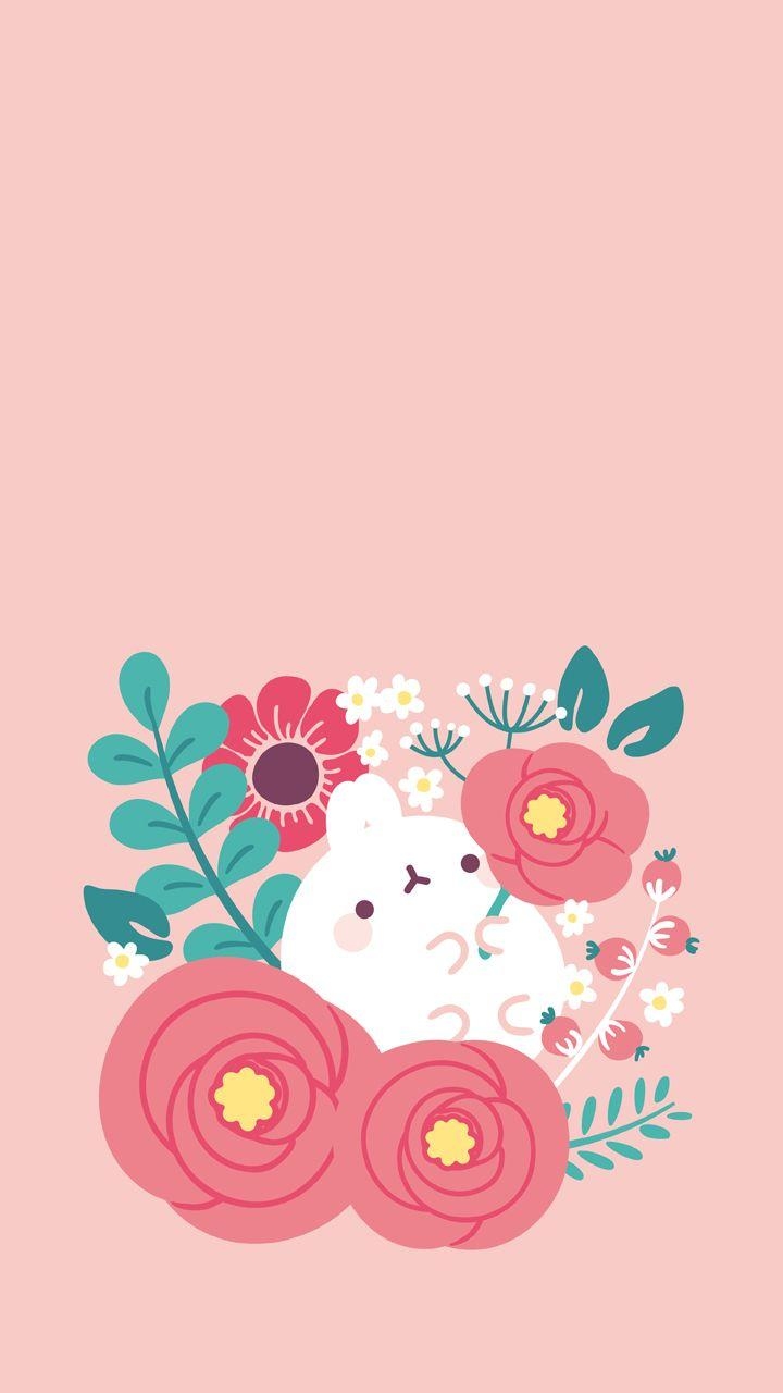 720x1280 Molang spring flowers wallpaper. Molang wallpaper, Kawaii, Phone