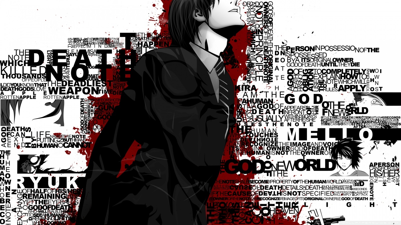 1600x900 Death Note Typography Ultra HD Desktop Background Wallpaper for 4K UHD TV, Tablet, Desktop