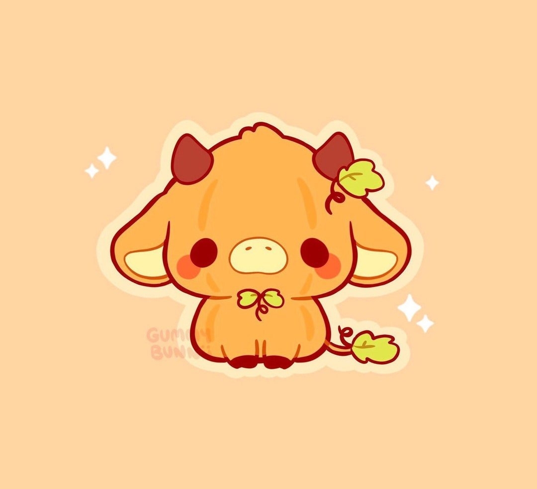 1080x990 Kawaii Pumpkin Cow Matte Vinyl Sticker, Desktop