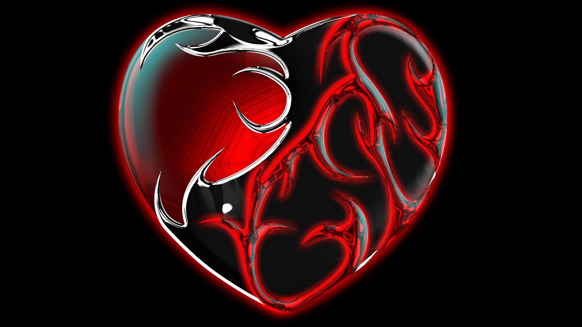 1920x1080 Heart Red Heart Black HD Wallpaper, Desktop