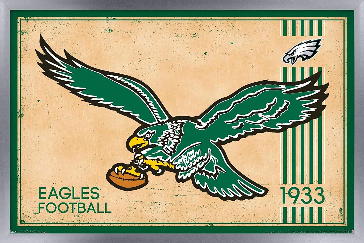 1500x1010 Trends International Philadelphia Eagles Retro Logo Wall Poster 22.375 X 34: Home & Kitchen, Desktop