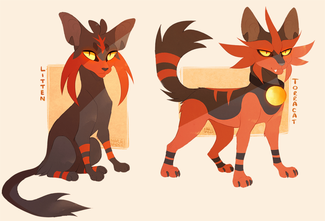 1090x740 Litten and Torracat, Desktop