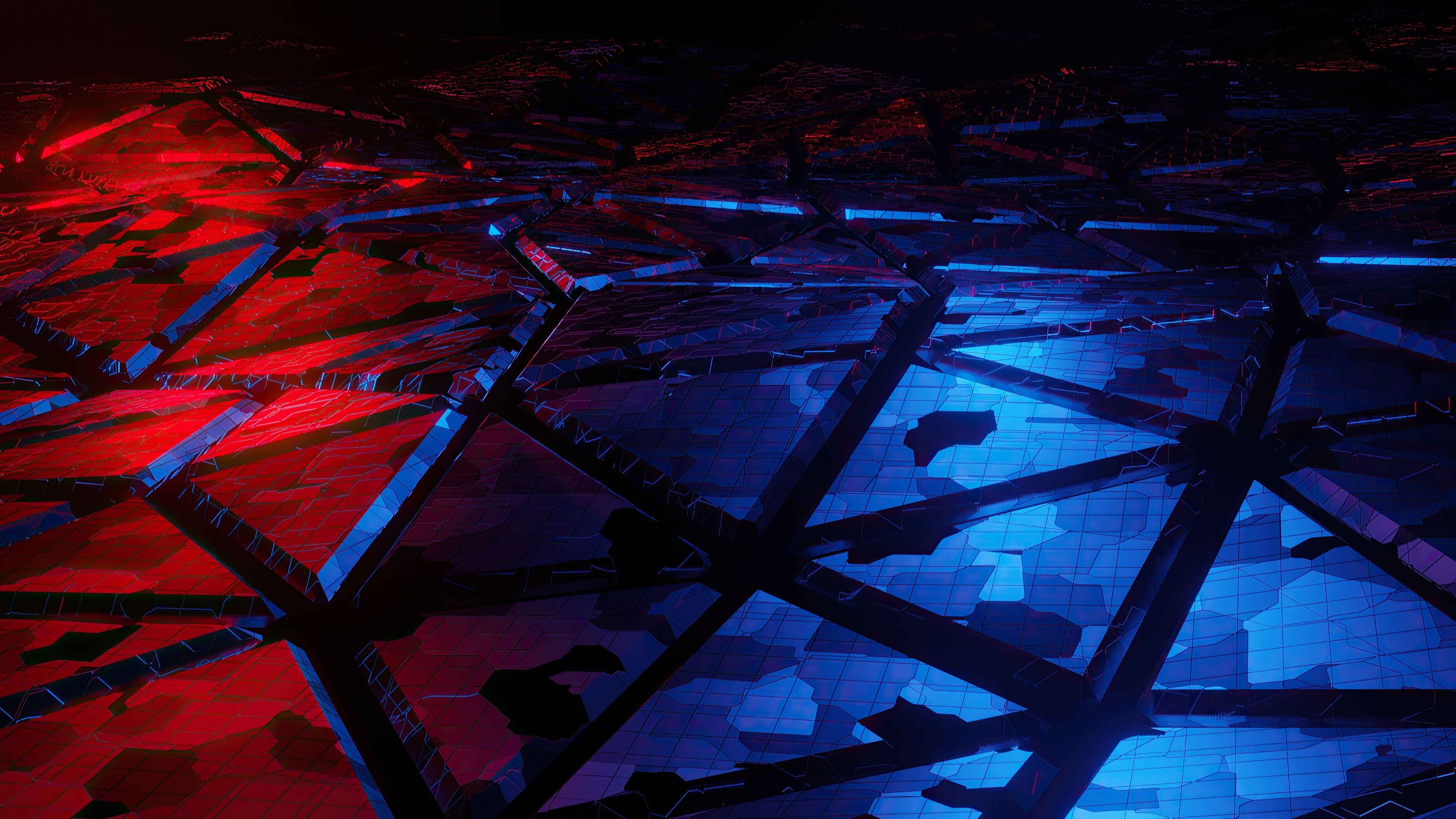 3840x2160 Red And Blue Broken Abstract 4K HD.hdwallpaper.in, Desktop