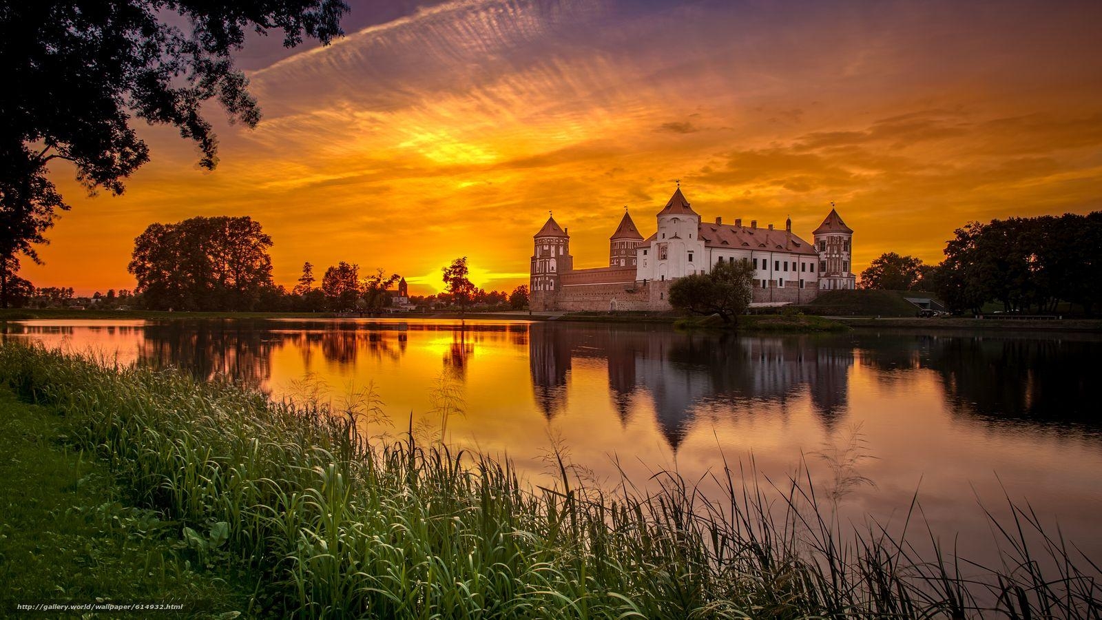 1600x900 Download wallpaper Mirsky, castle, world, Byelorussia free desktop, Desktop