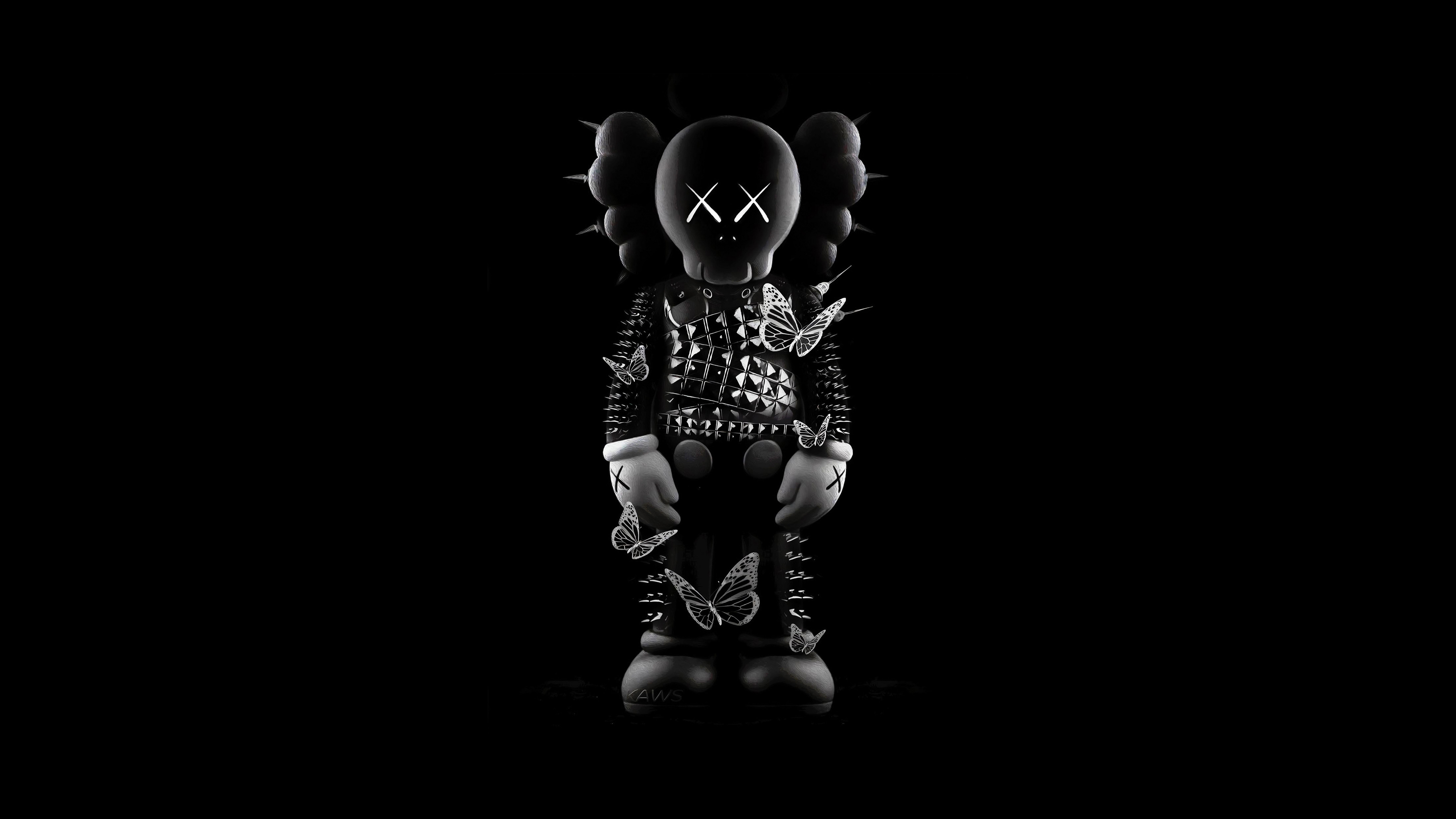 5120x2880 Kaws black Wallpaper 4K, Kaws figure, Black background, Desktop