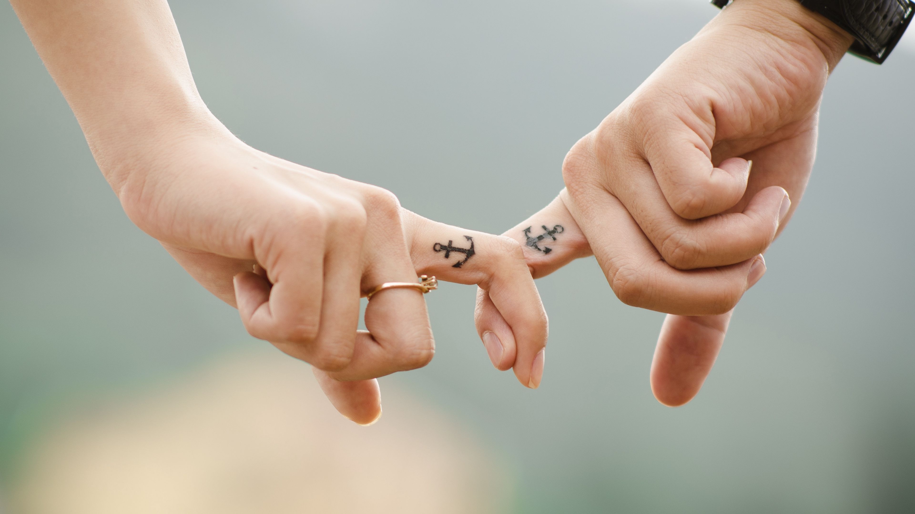 3840x2160 Download wallpaper  love, hands, romance, tattoos, couple, anchor 4k uhd 16:9 HD background, Desktop