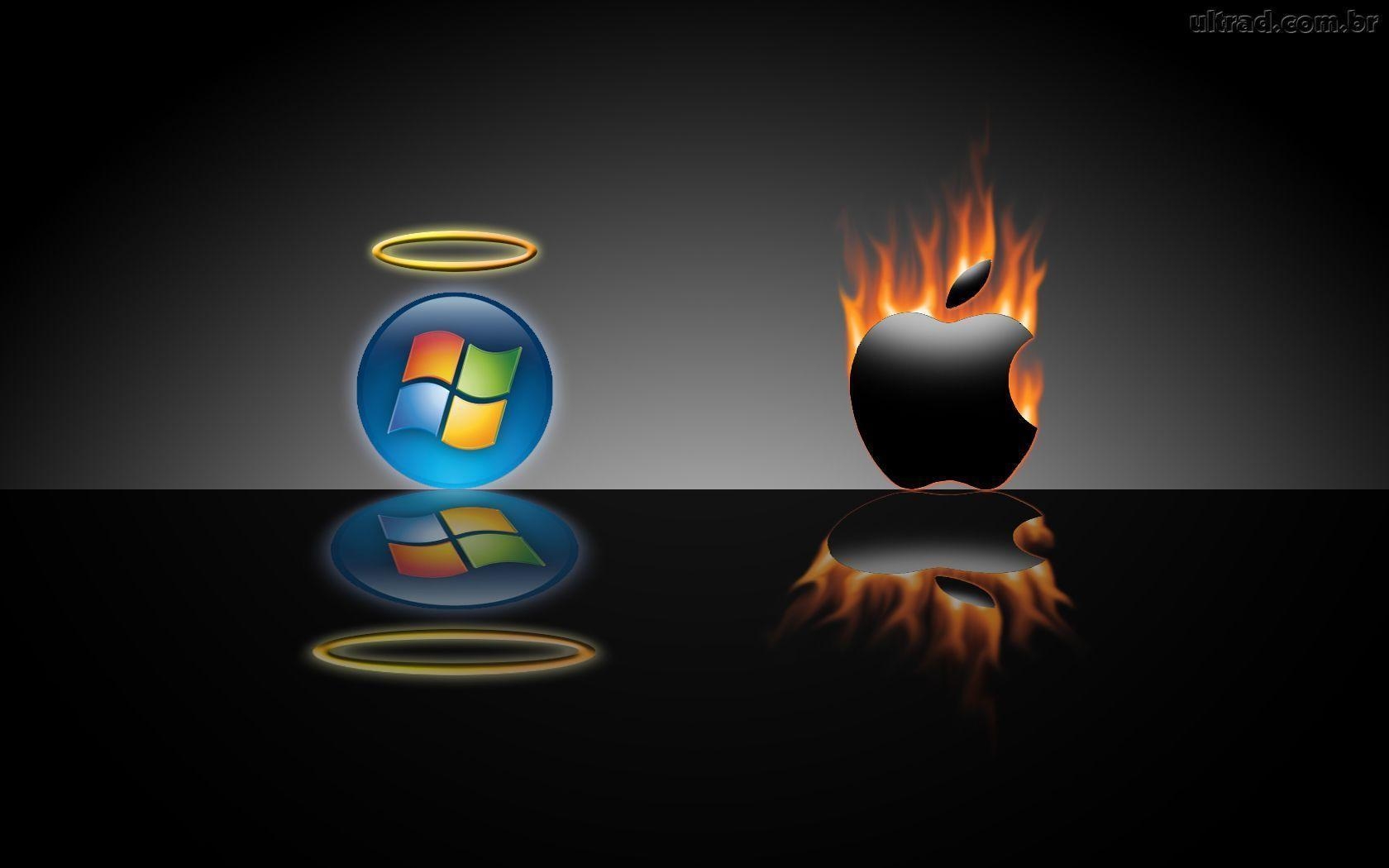 1680x1050 Papel de Parede Windows vs Mac, Desktop