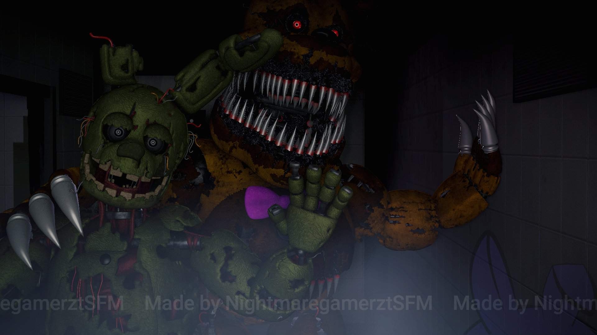 1920x1080 Spring trap and nightmare fredbear gift. Five Nights At Freddy's, Desktop