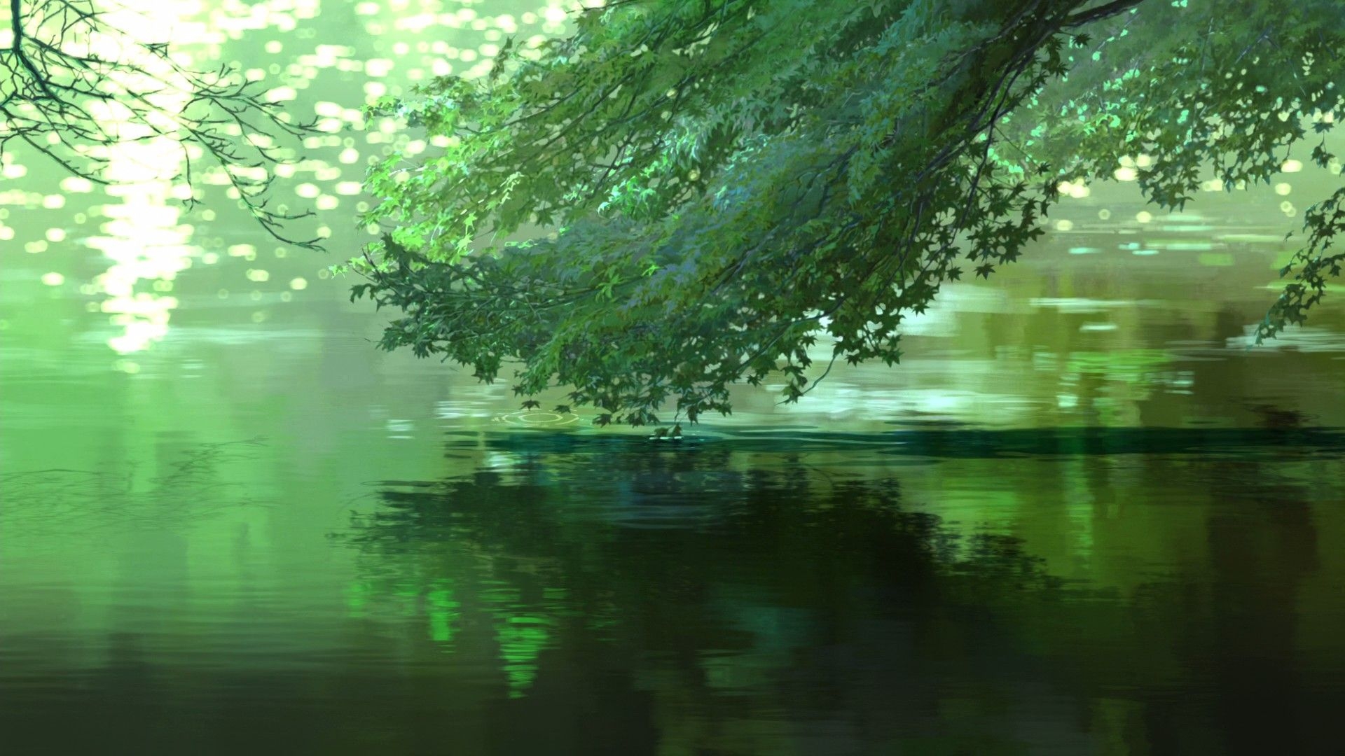 1920x1080 Makoto Shinkai, Anime, Trees, Green, The Garden of Words Wallpaper HD / Desktop and Mobile Background, Desktop