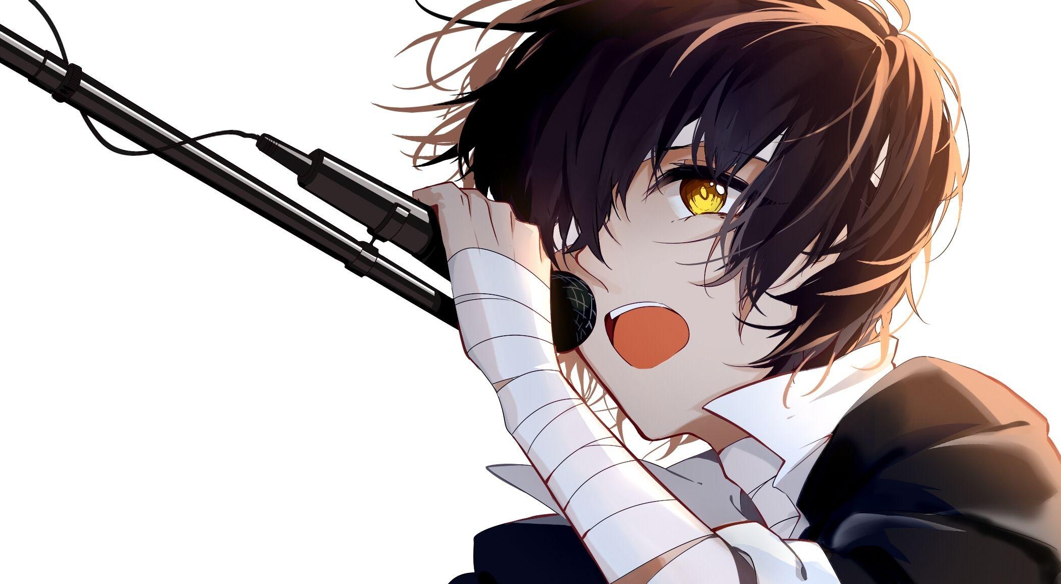 2100x1160 Wallpaper Dazai Osamu, Bandages, Bungou Stray Dogs, Singing, Desktop