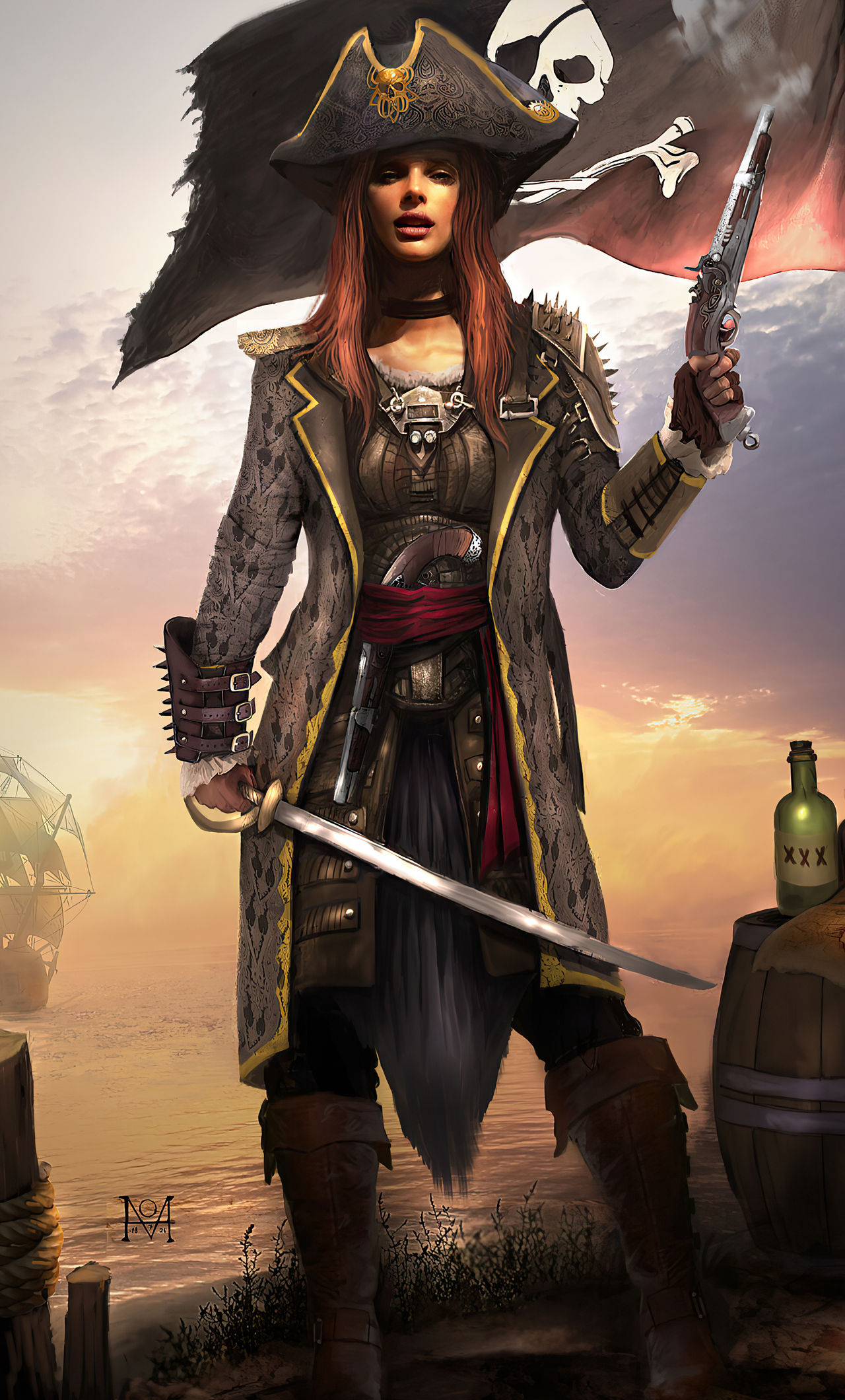 1280x2120 Pirate Girl 4k iPhone HD 4k Wallpaper, Image, Background, Photo and Picture, Phone