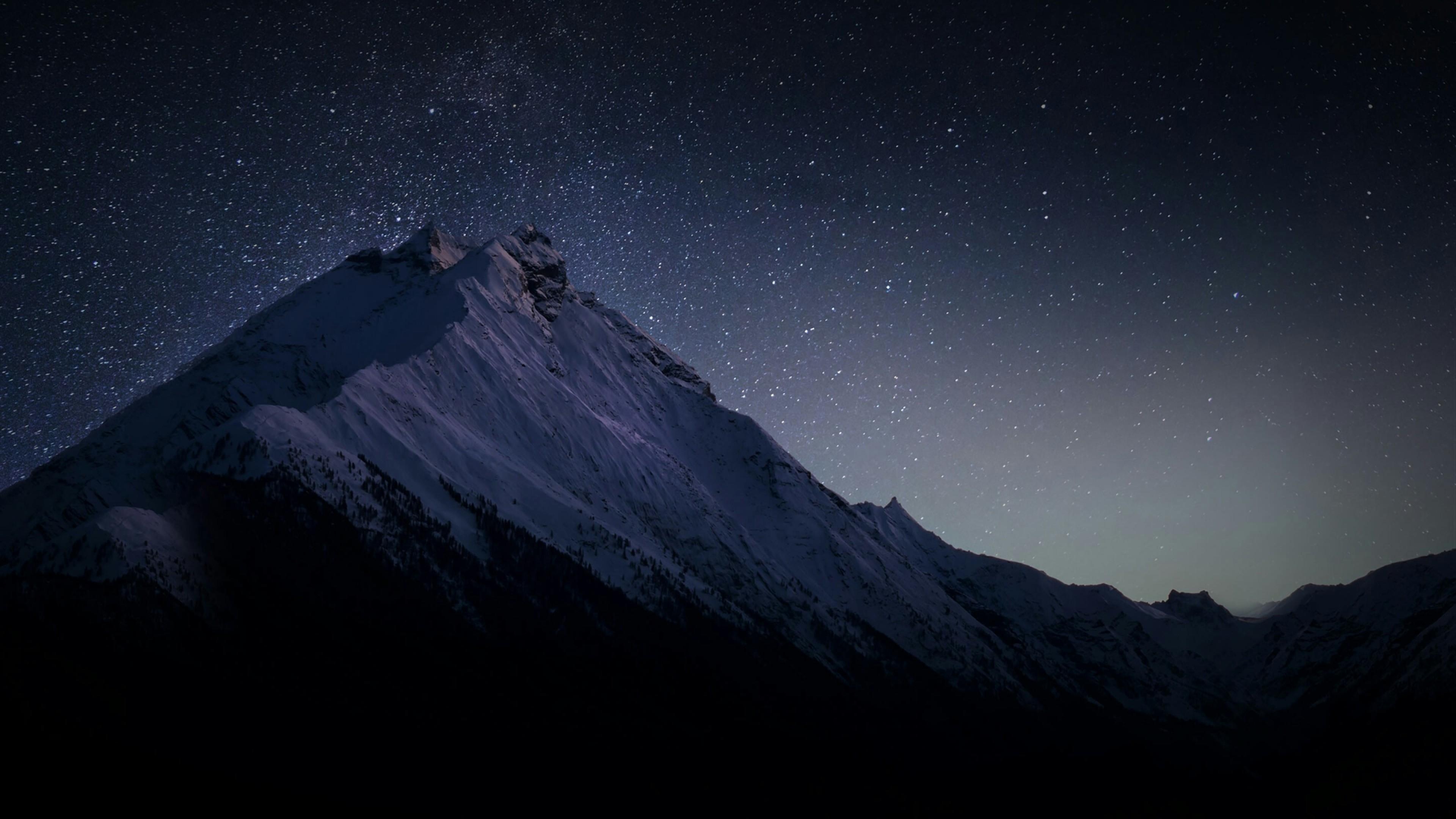 3840x2160 Wallpaper Dark mountains, Stars, HD, Nature, Desktop