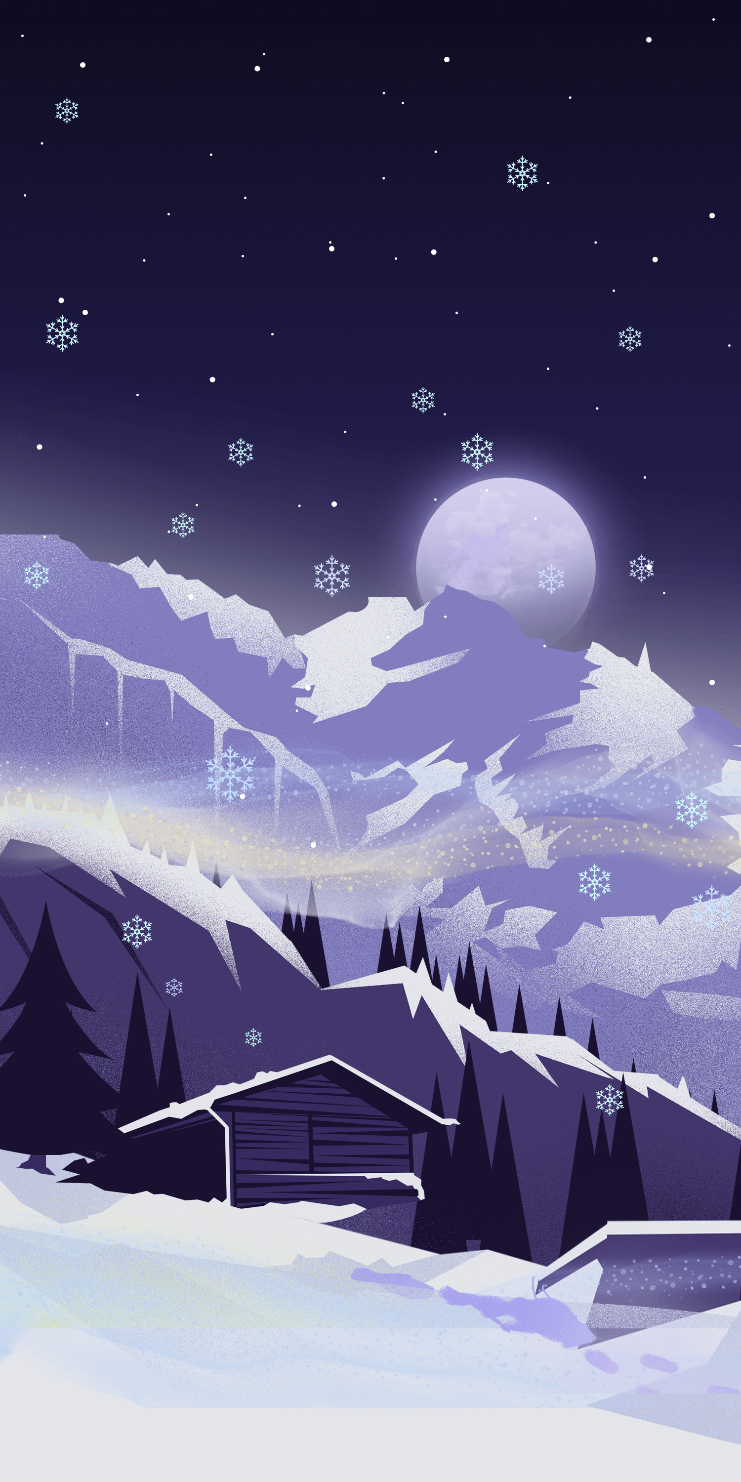 1500x3000 Snowy wallpaper illustrations for iPhone, Phone