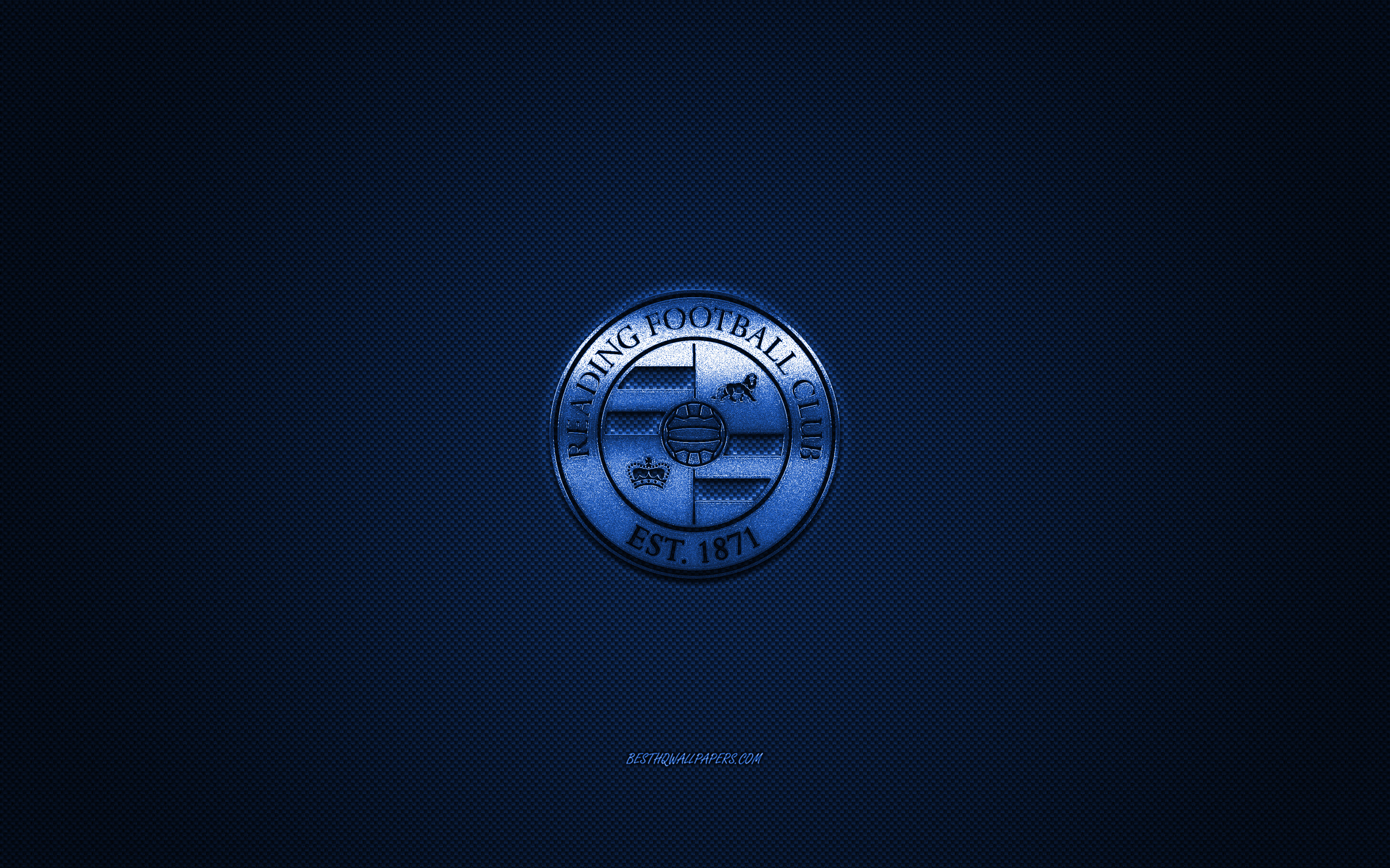 2560x1600 Download wallpaper Reading FC, English football club, EFL Championship, blue logo, blue carbon fiber background, football, Reading, England, Reading FC logo for desktop with resolution. High Quality HD picture wallpaper, Desktop