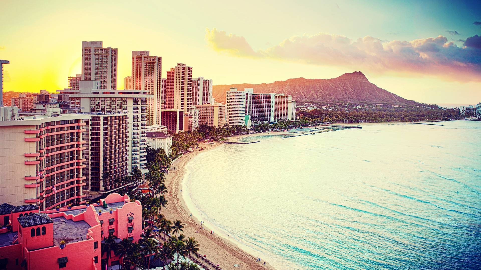 1920x1080 Honolulu Beach Picture Wallpaper. Painel. Honolulu, Desktop