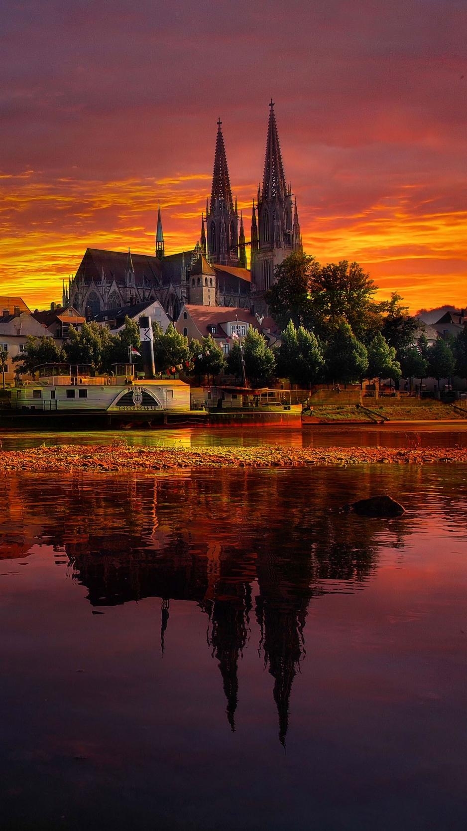 940x1670 Download wallpaper  regensburg, germany, sunset, cityscape, Phone