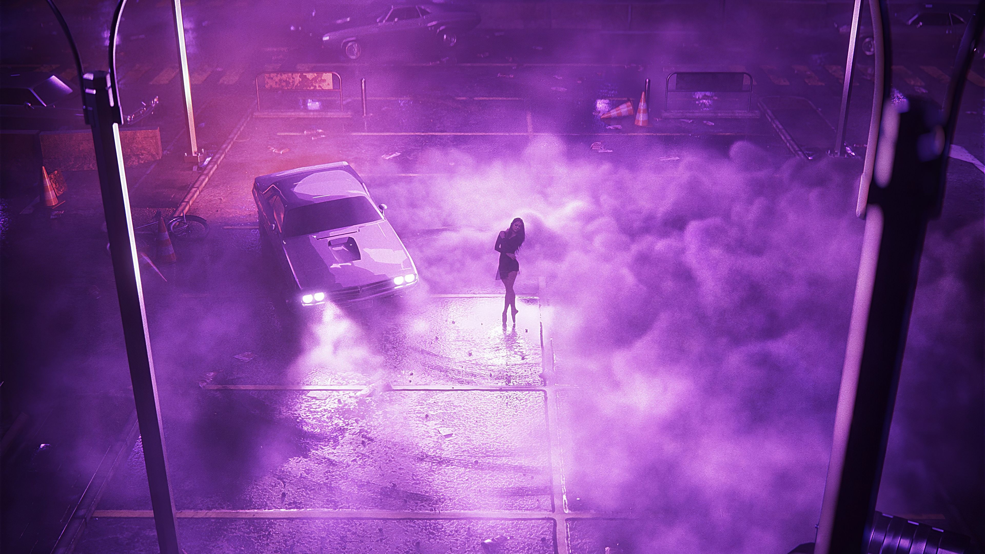 3840x2160 Car Drifting Girl Ballerina Synthwave 4k, HD Artist, 4k Wallpaper, Image, Background, Photo and Picture, Desktop