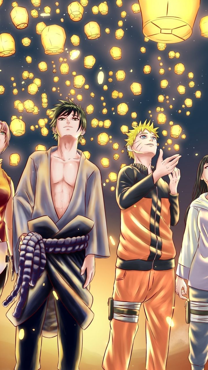 720x1280 Anime, Naruto, friends, lanterns, artwork,  wallpaper. Anime, Anime naruto, Naruto, Phone