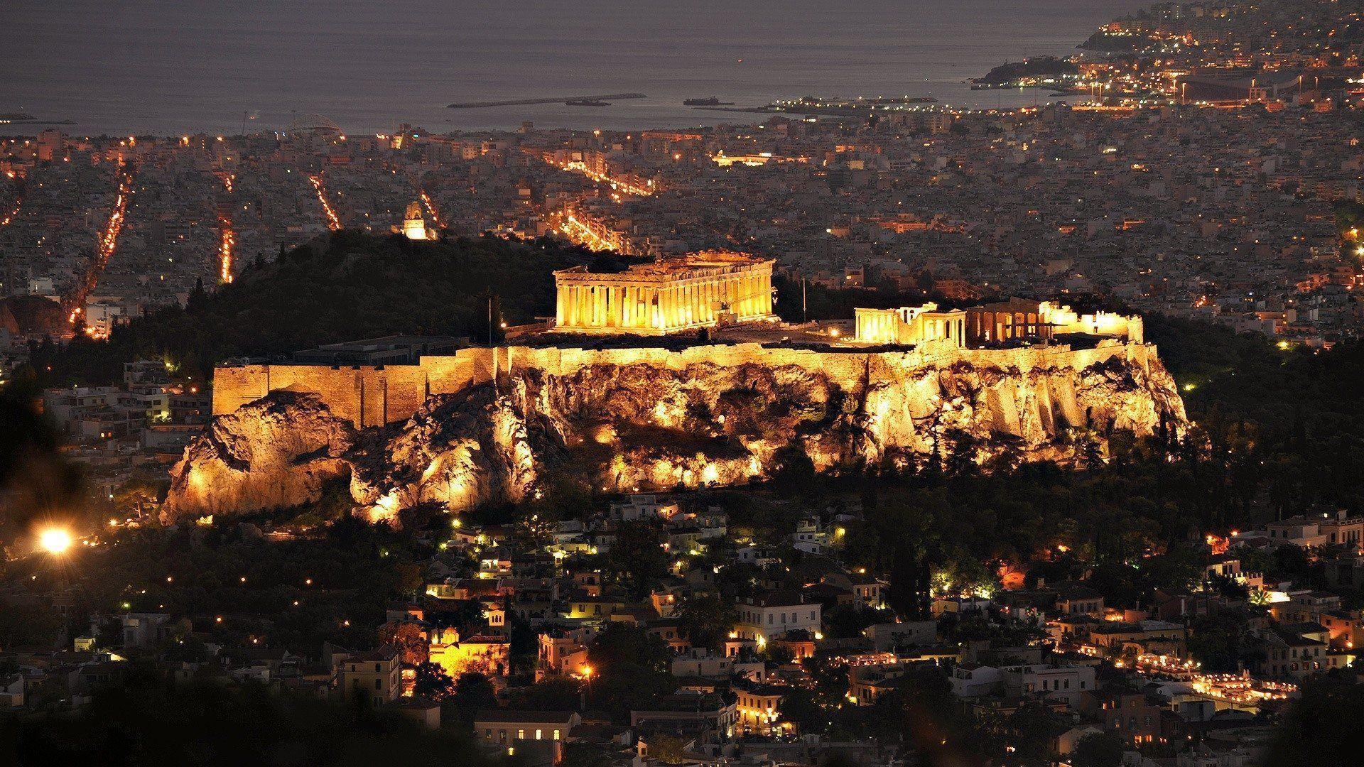 1920x1080 Parthenon At Night Athens Greece Wallpaper Wide or HD. World, Desktop