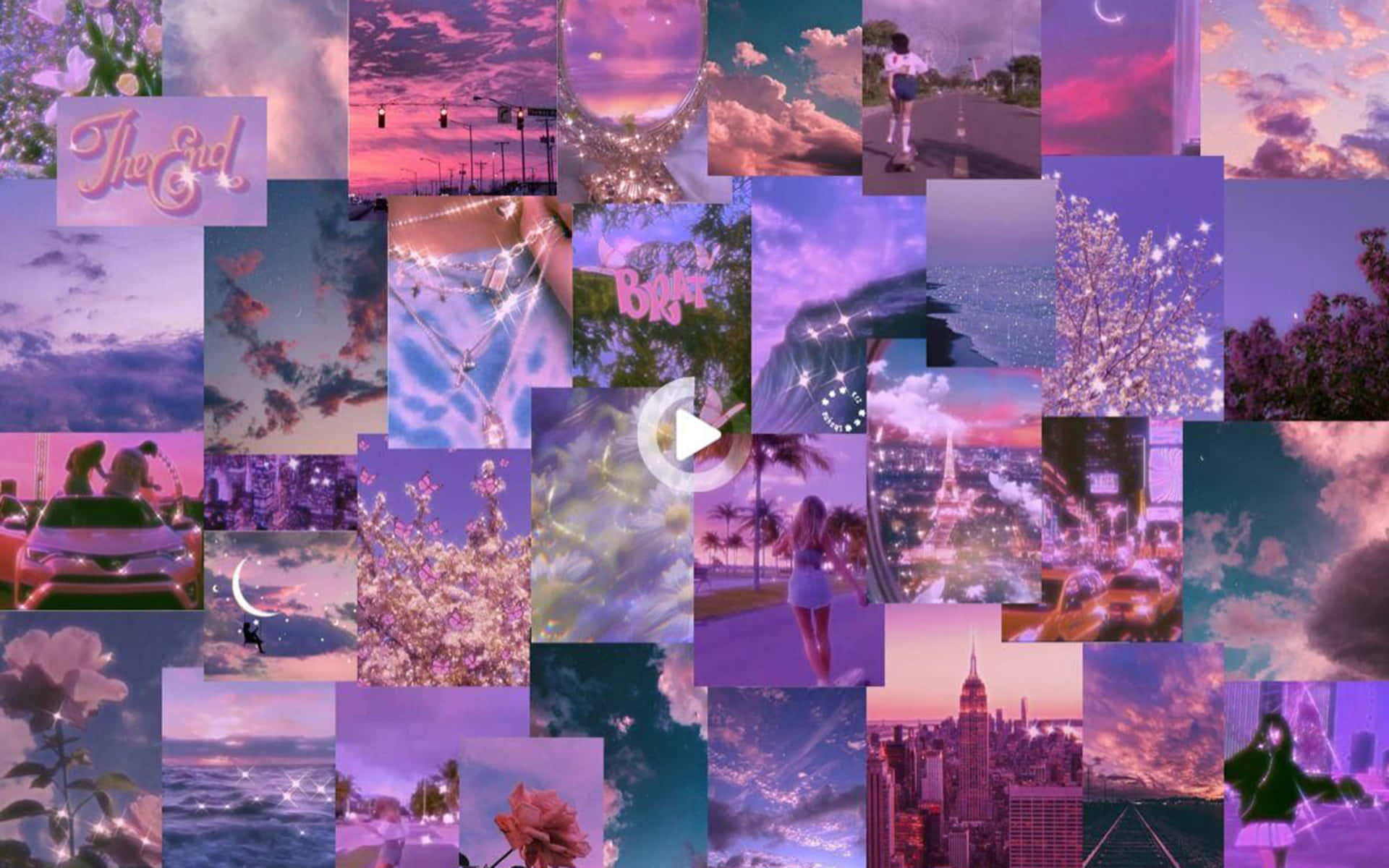 1920x1200 Download Creative Aesthetic Collage in Shades of Purple Wallpaper, Desktop