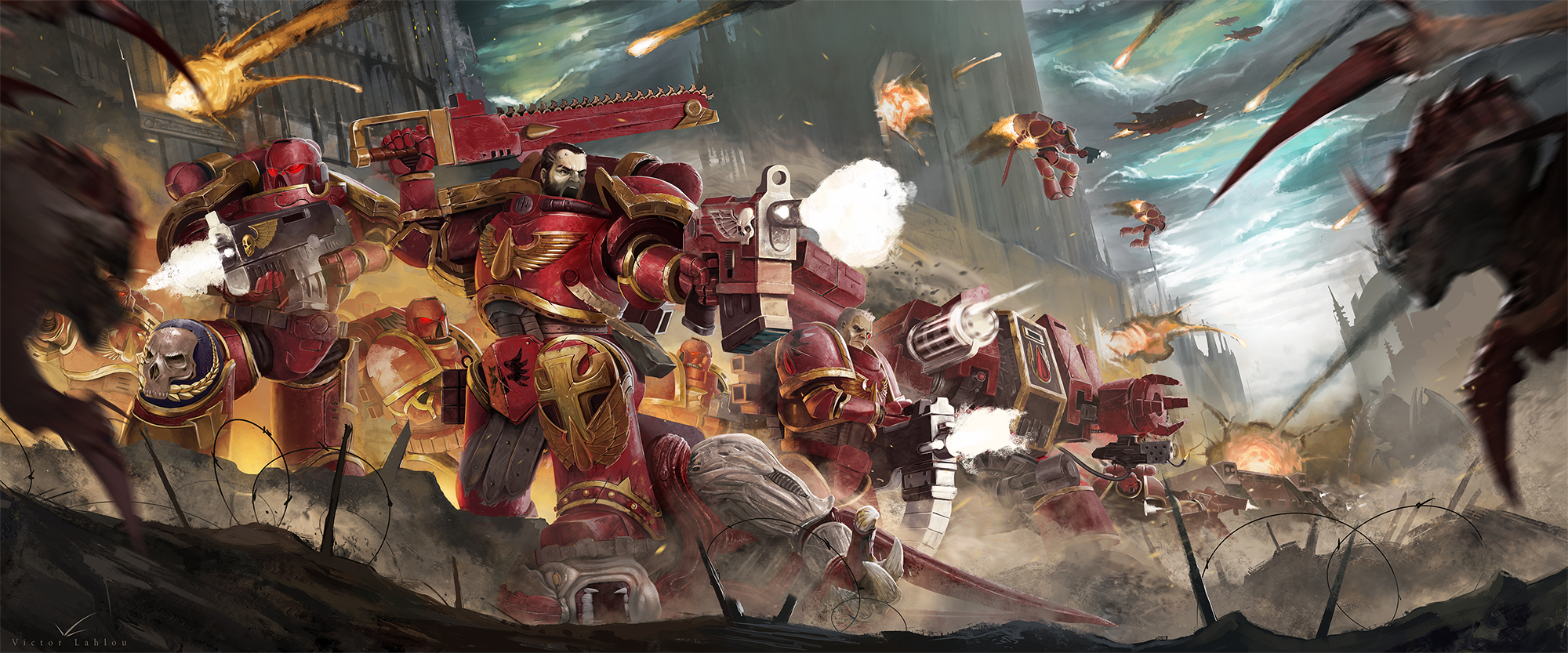 2000x840 Warhammer K Blood Angels Png 40k Wallpaper Blood Angels, Dual Screen