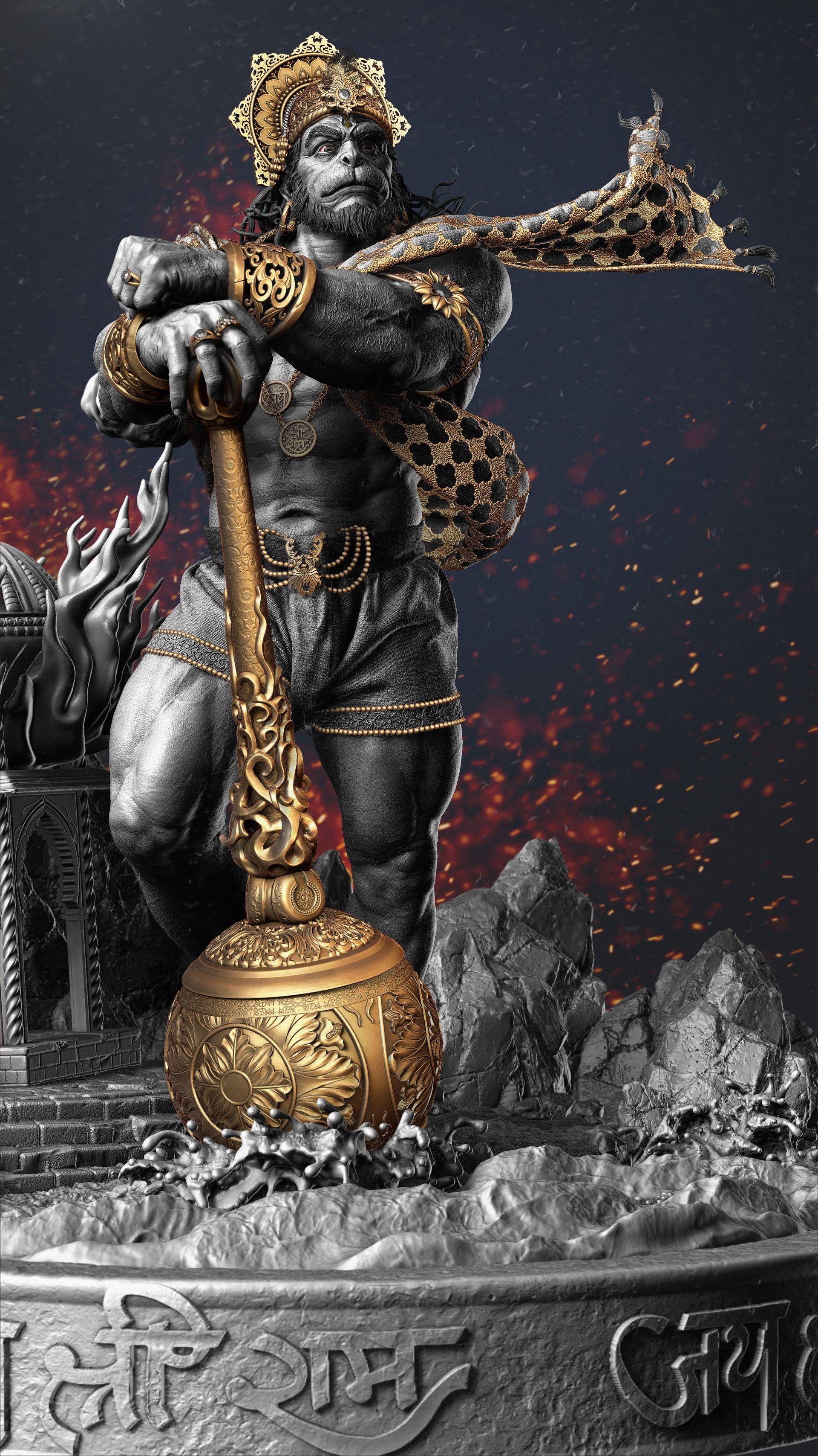 1920x3420 Lord Hanuman Wallpaper 3D, Free Stock Wallpaper, Phone