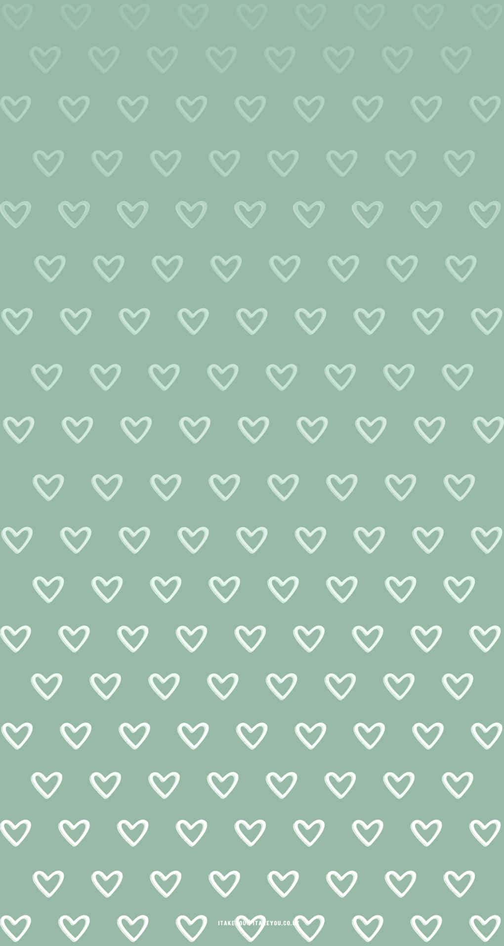 1020x1920 Download Sage Aesthetic Faded Heart Pattern Wallpaper, Phone