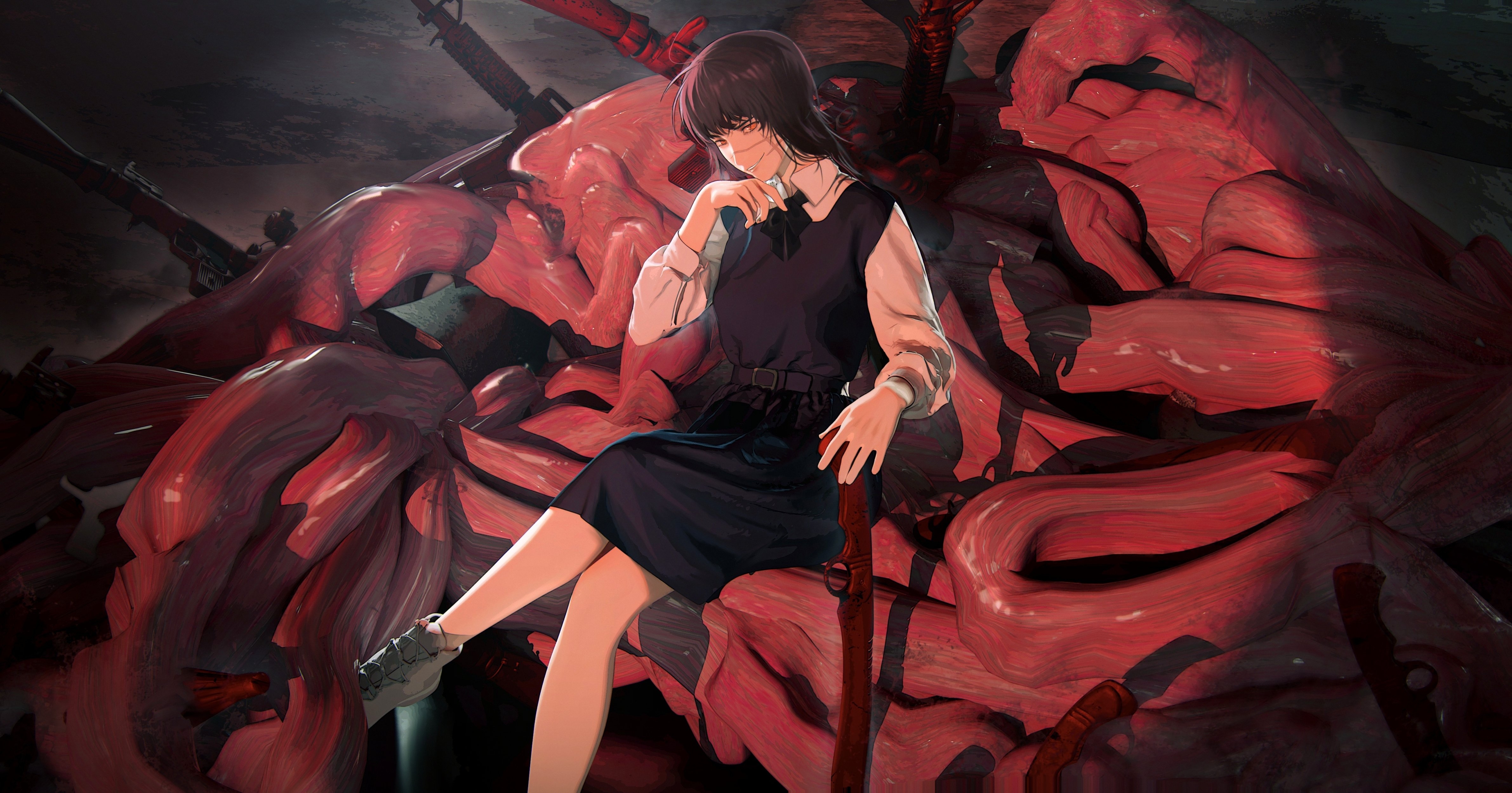 4770x2500 mitaka asa, yoru, and war devil (chainsaw man) drawn, Desktop