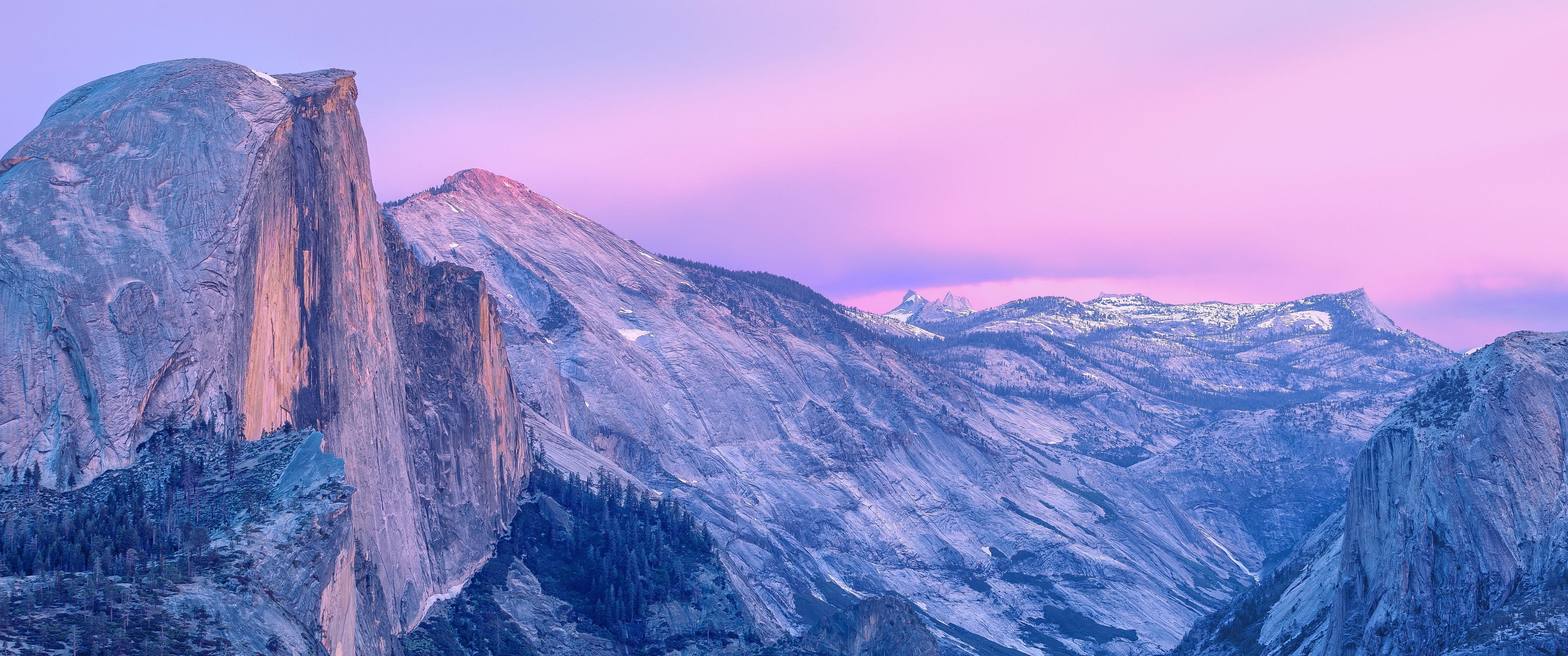 4840x2030 landscape half dome yosemite national park nature morning, Dual Screen