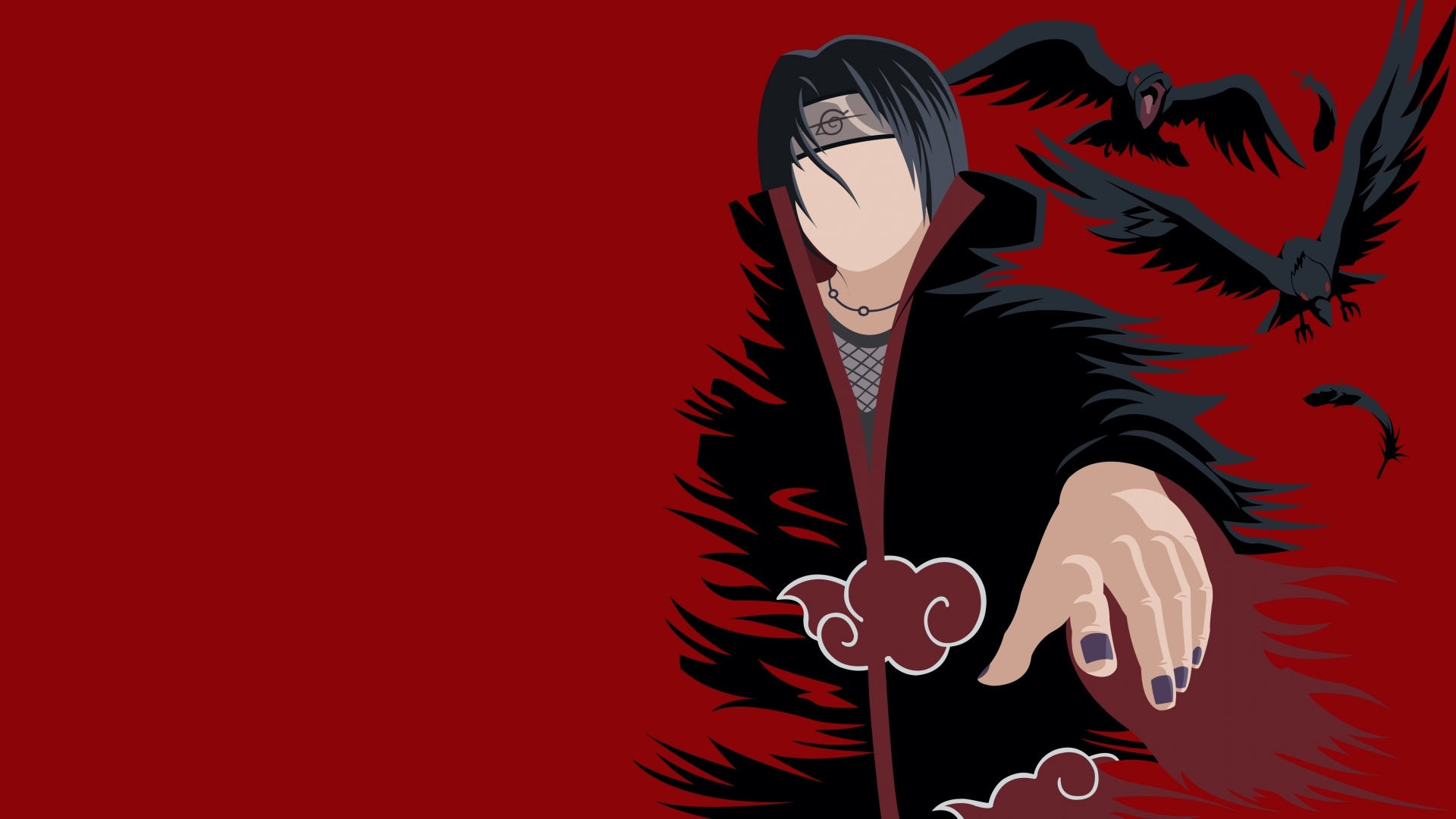 1920x1080 Itachi Uchiha Naruto Minimal Art Red Background 5K For Your XFCE Desktop, Desktop