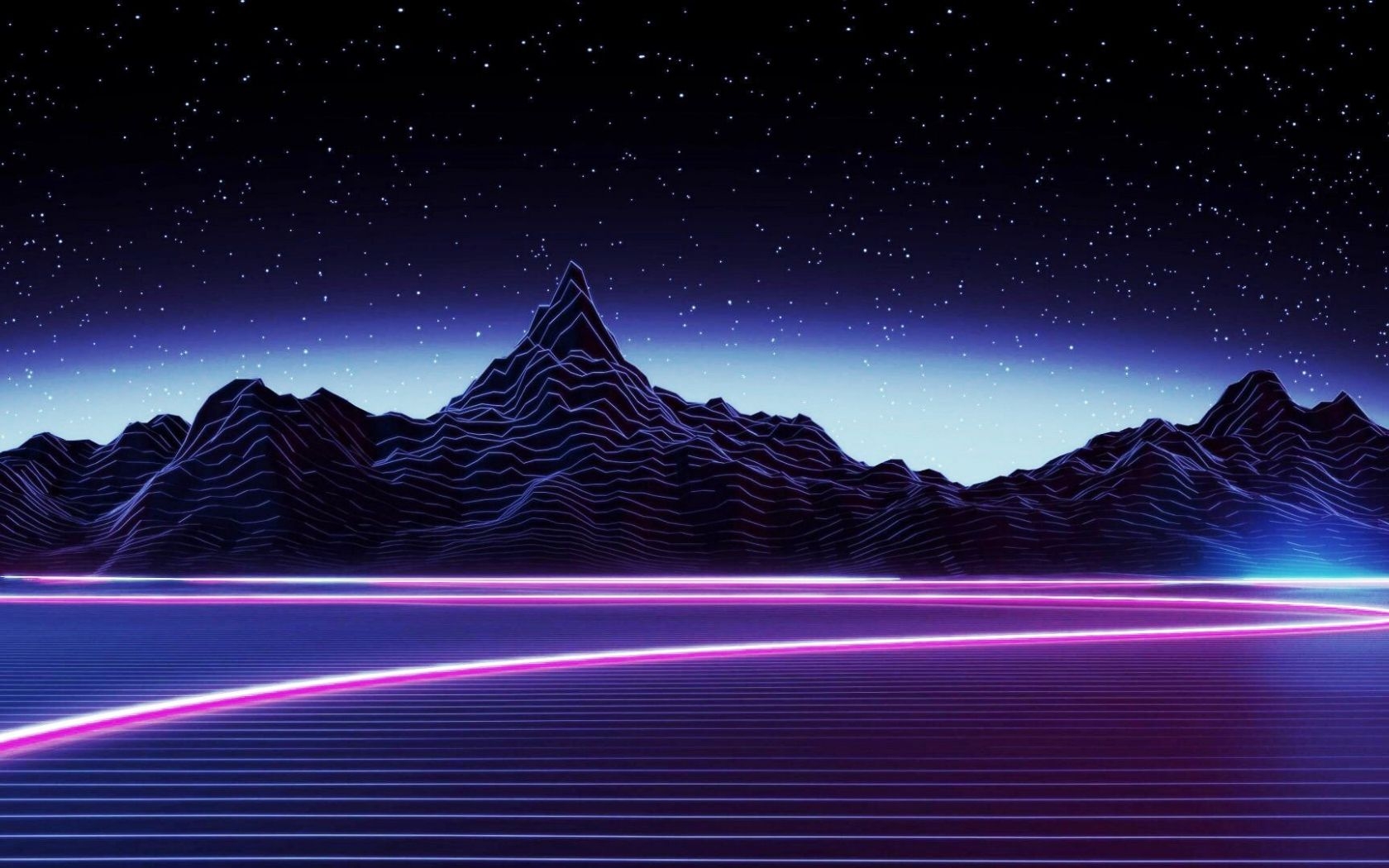 1680x1050 Free download Desktop Neon Mountain Wallpaper Dark Aesthetic, Desktop