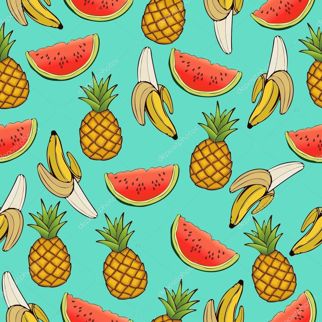 1030x1030 Drawing Fruit On A Blue Background, Cartoon Watermelon, Download Wallpaper, Phone