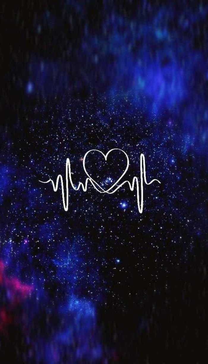 700x1230 Heart And Heartbeat In The Middle, 2k Wallpaper, Dark Black And Blue Background Wallpaper & Background Download, Phone