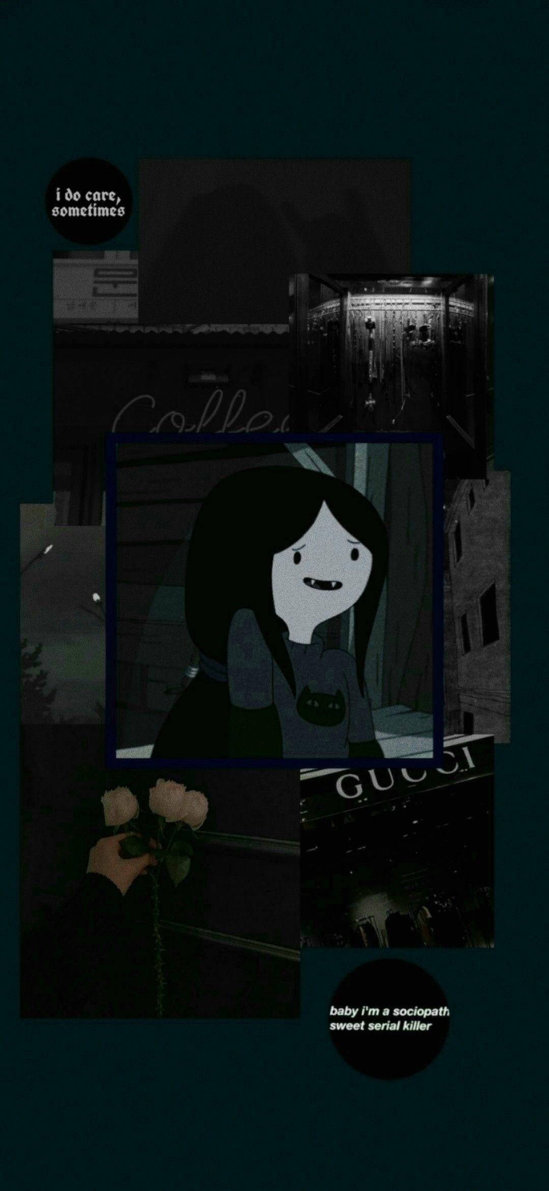 1080x2340 aesthetic black aesthetic blue marceline adventure time wallpaper, Phone