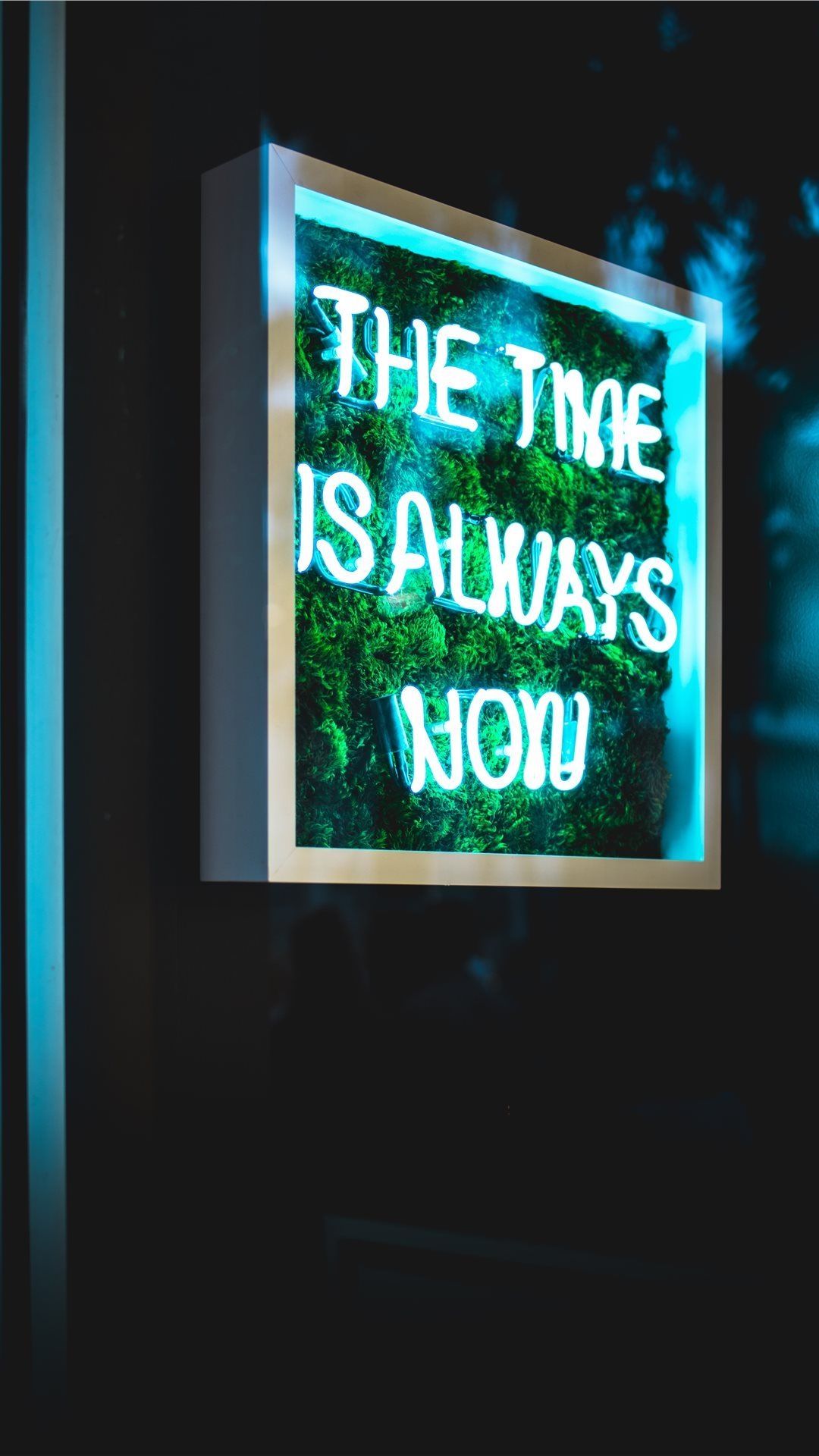 1080x1920 the time is always now neon light signage iPhone 8 Wallpaper Free Download, Phone