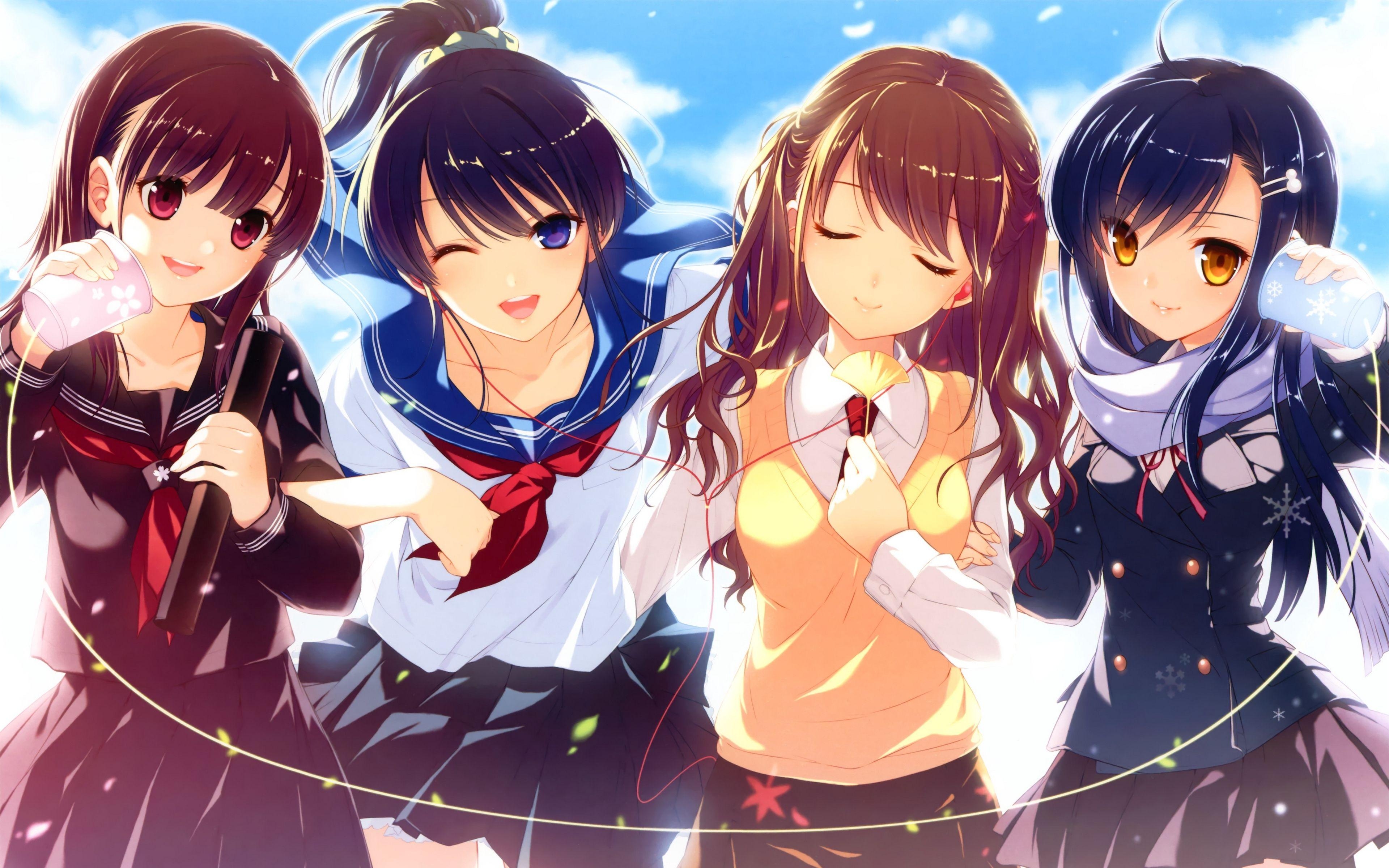 3840x2400 Download wallpaper  high school girls, girls, anime, Desktop