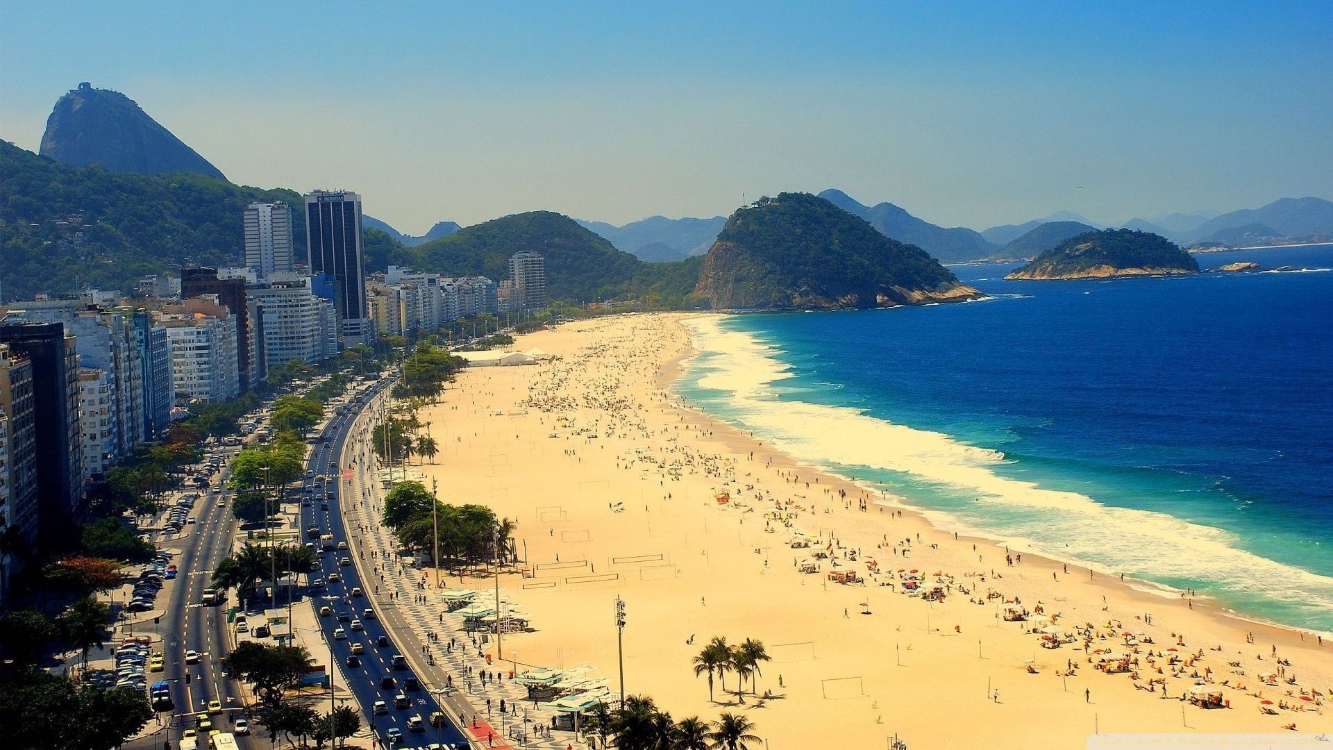 1920x1080 Copacabana Beach, Aerial View Of Rio de Janeiro, Brazil Ultra HD, Desktop